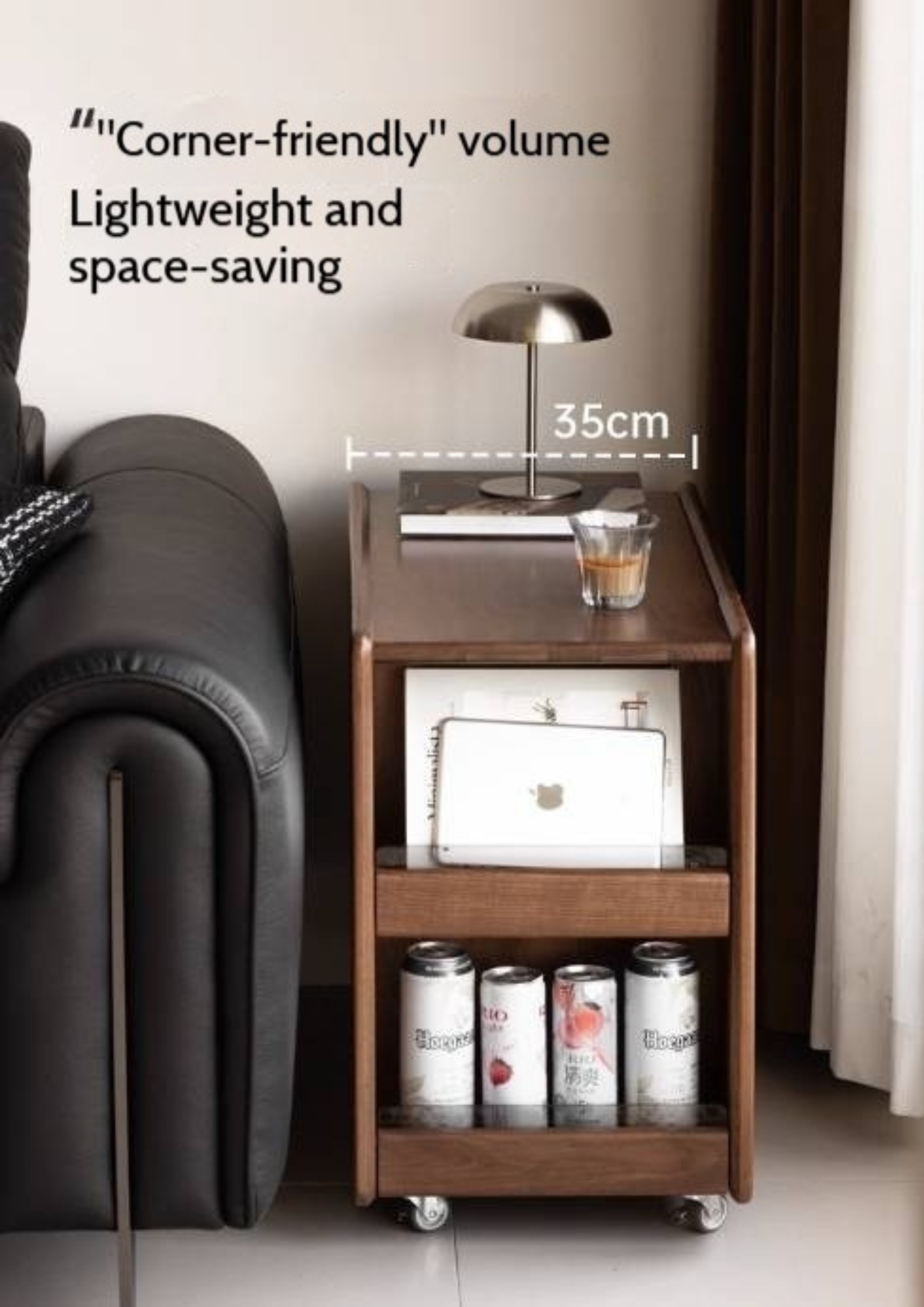 Black Walnut, Oak Solid Wood Luxury Corner Side Table