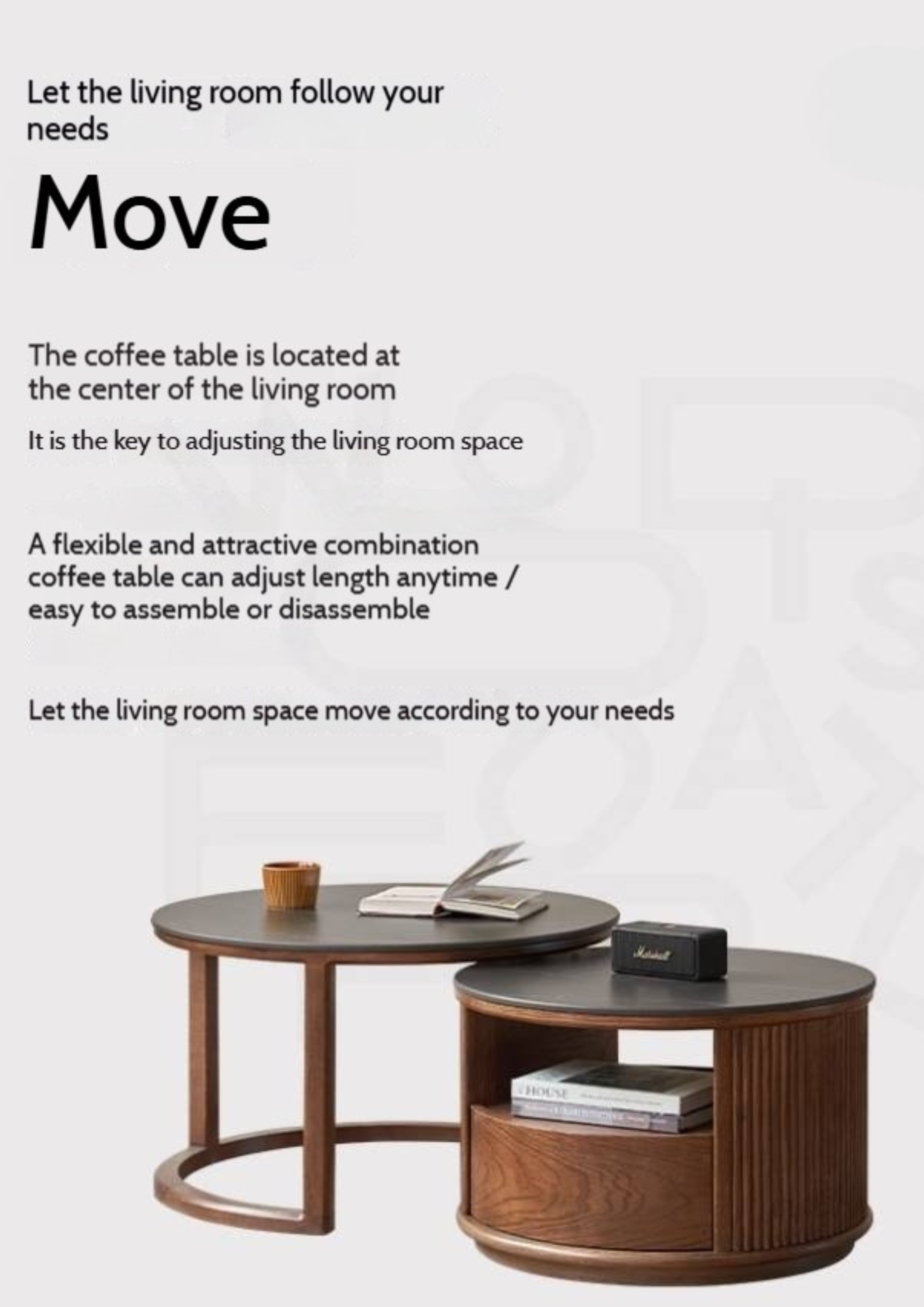 Oak Solid Wood Italian Light Luxury Rock Plate Coffee Table