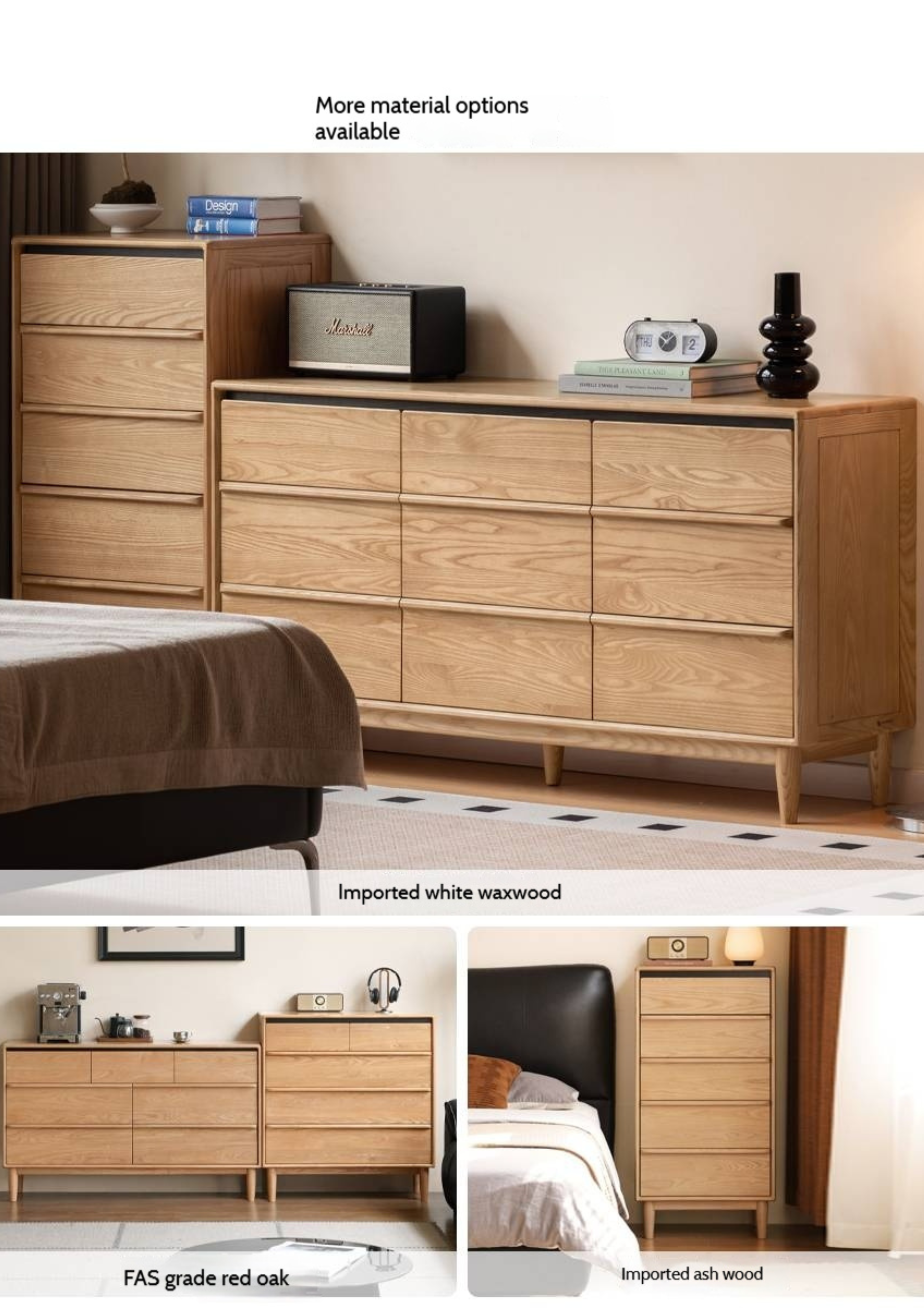 Black Walnut Solid Wood Cabinet Italian Light Luxury Chest of Drawers