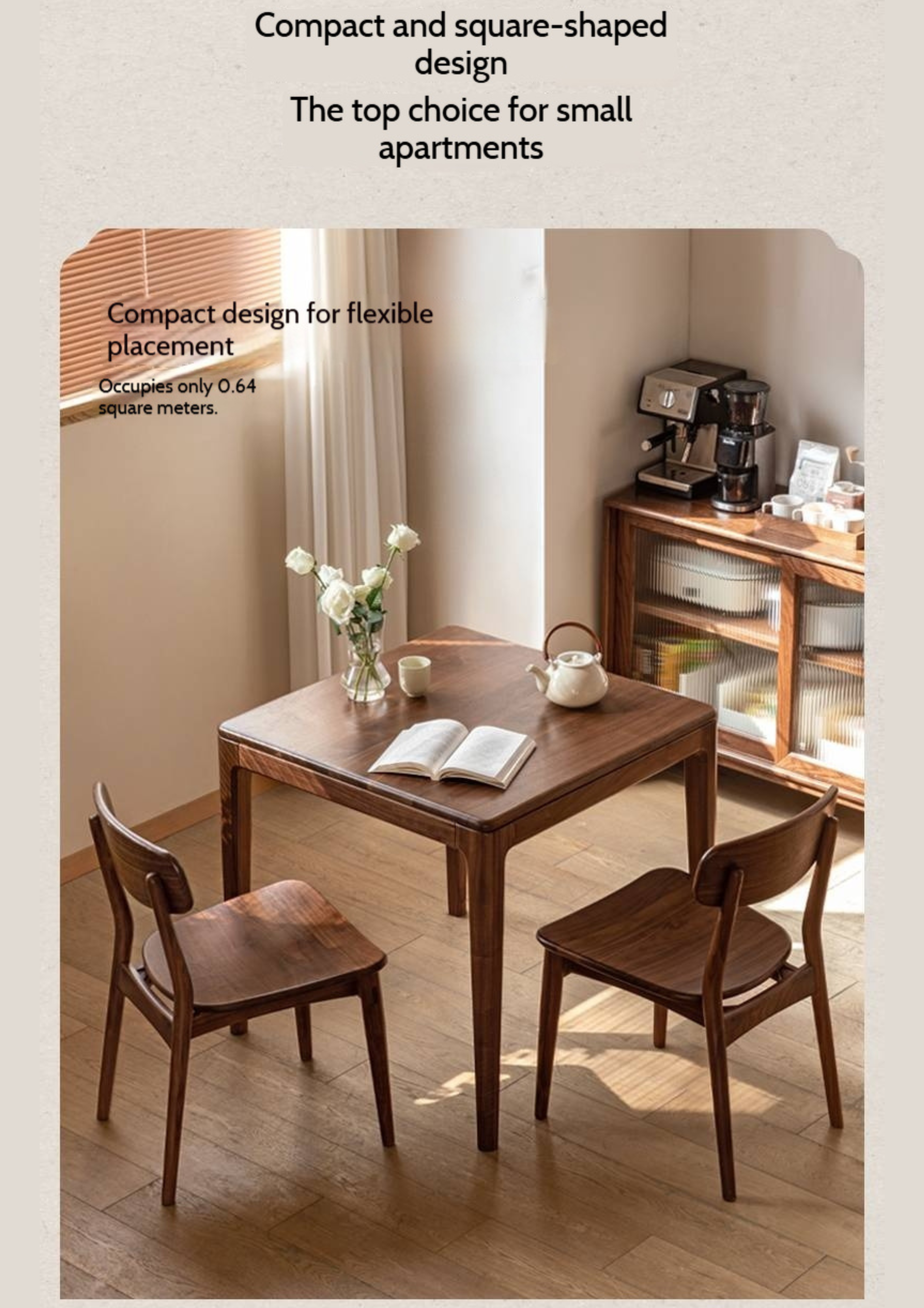 Black Walnut, Oak Solid Wood Modern Rock Board Dining Table