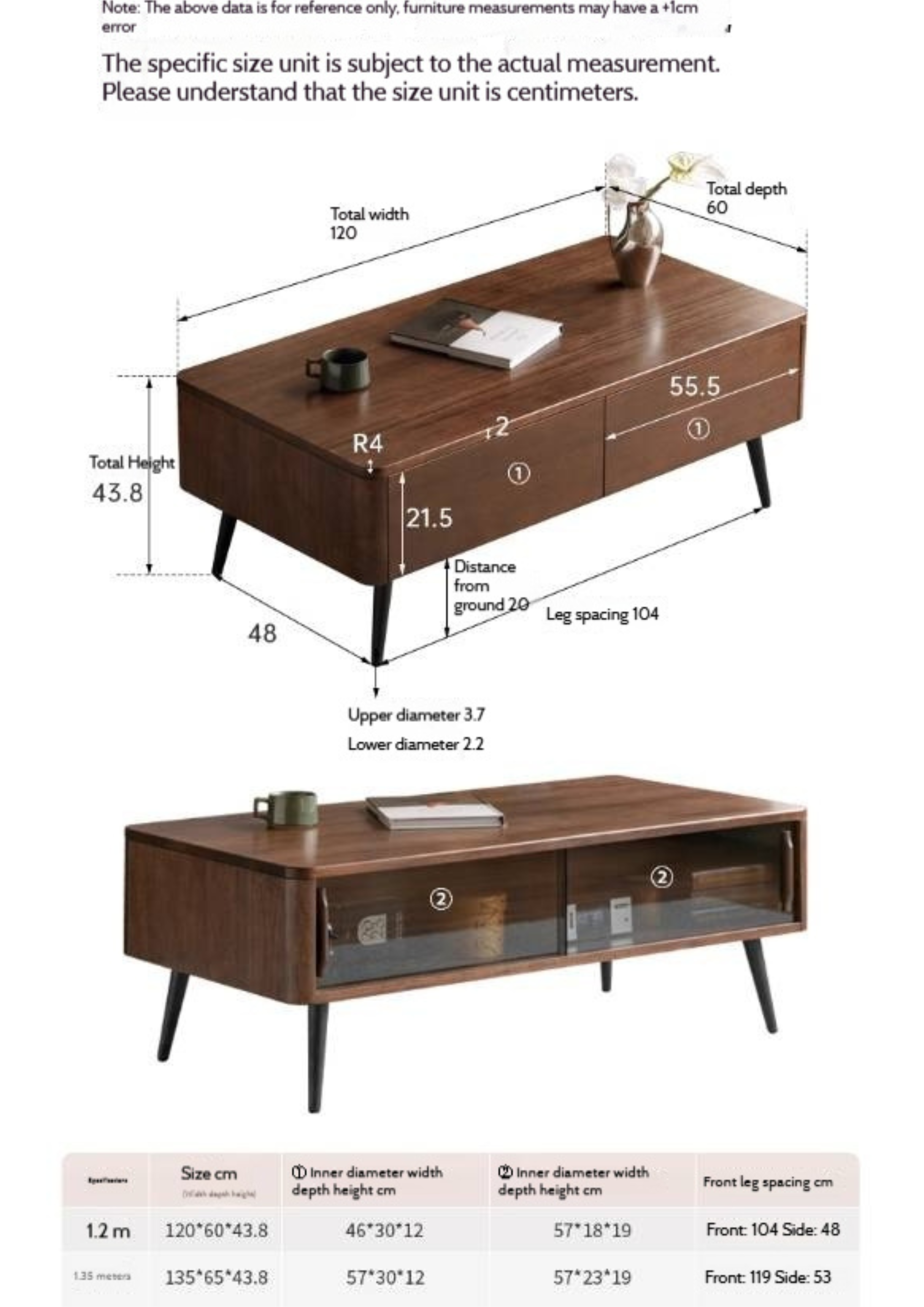 Sandalwood Solid Wood Italian Light Luxury Coffee Table