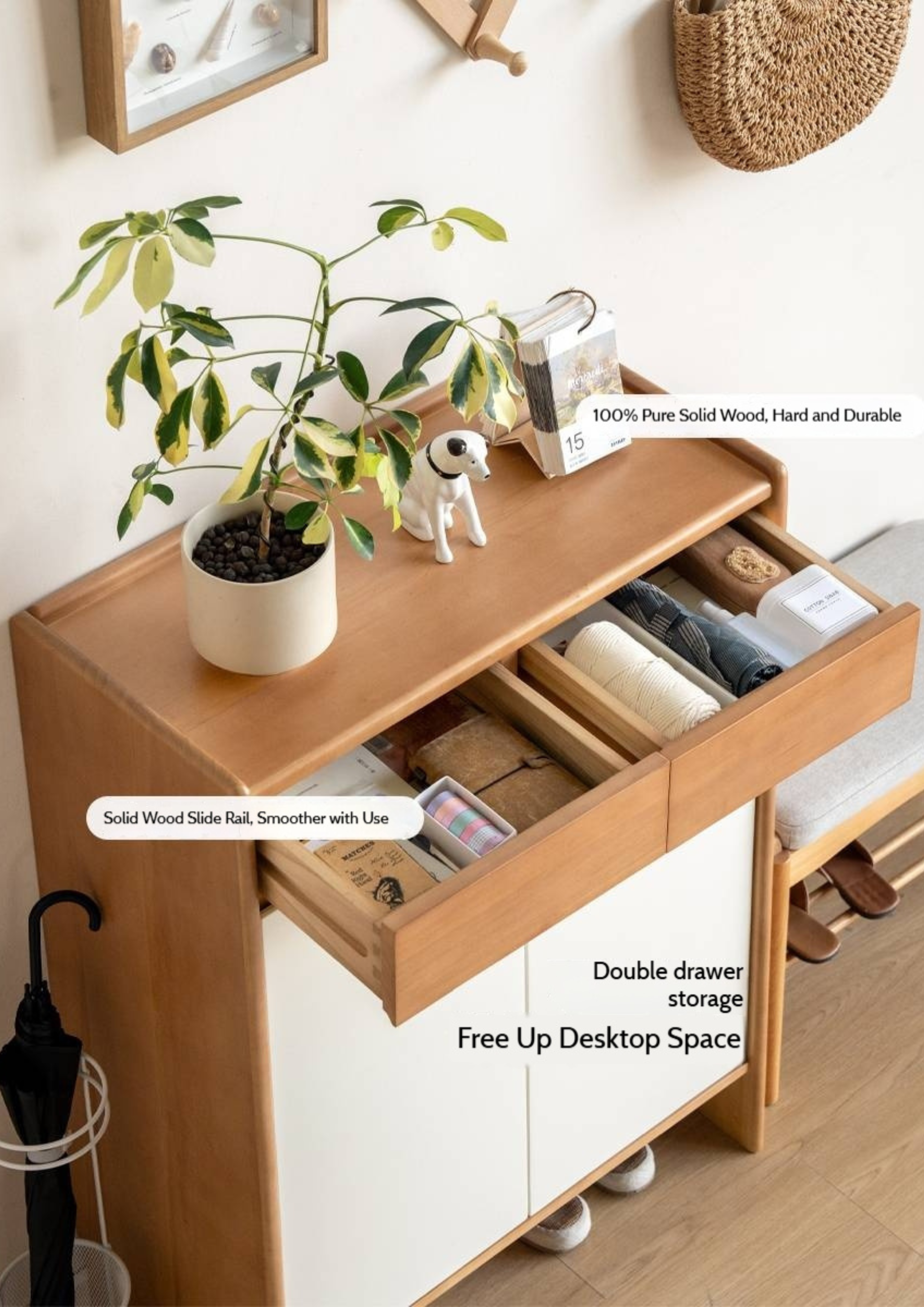 Poplar Solid Wood Shoe Cabinet