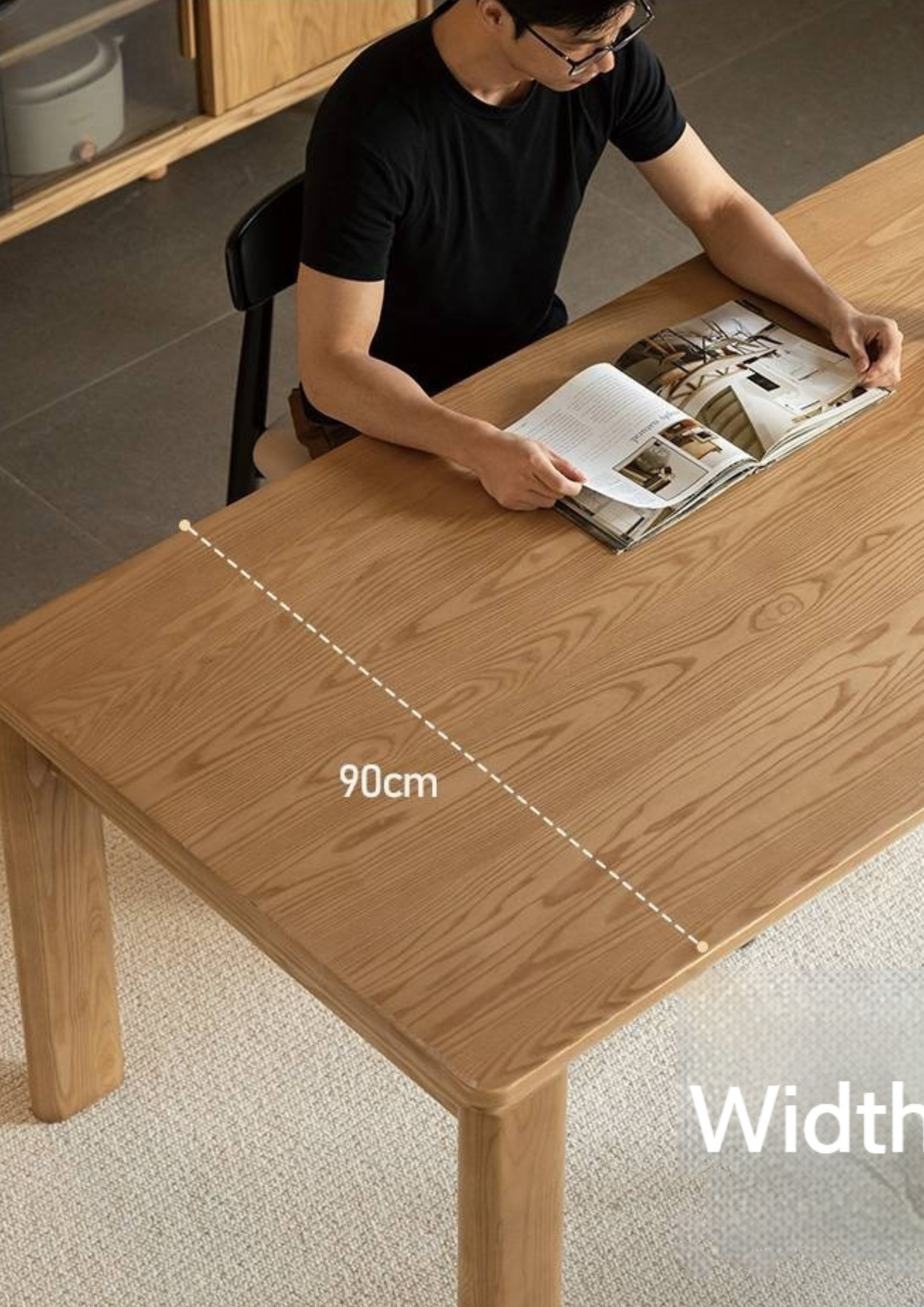 Ash Solid Wood Modern Log Style Dining Table