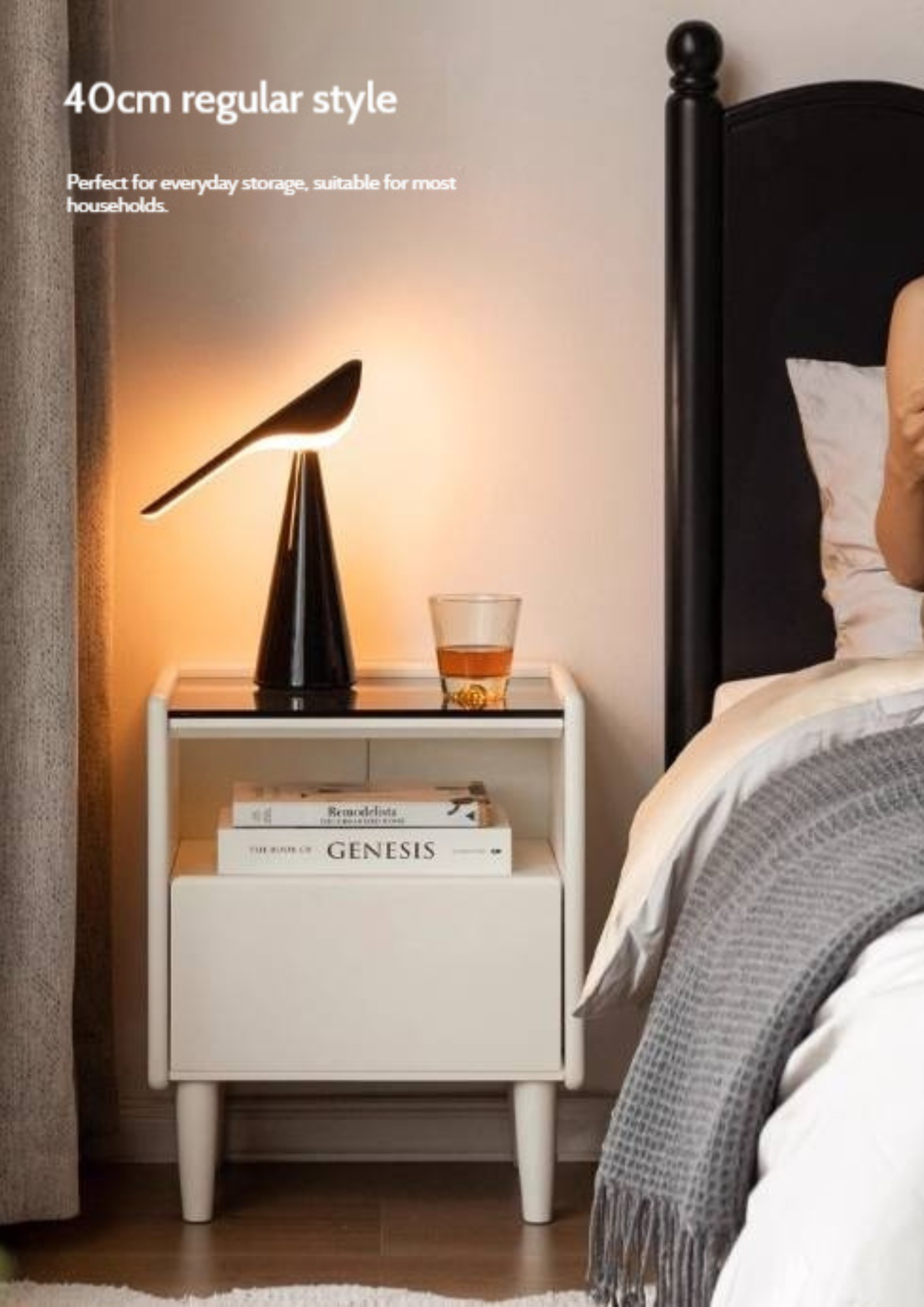 Solid Rubberwood Modern Nightstand