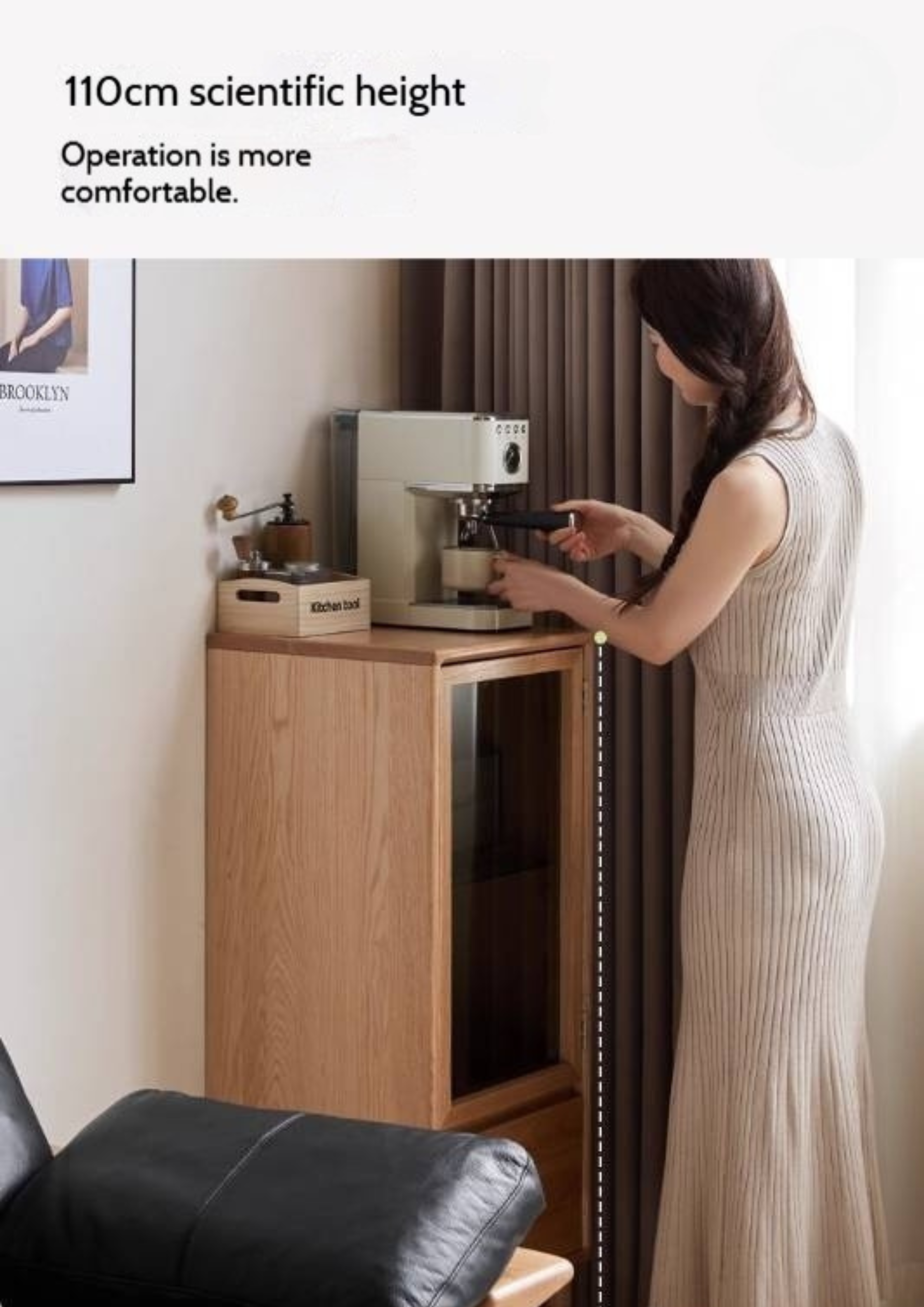 Oak Solid Wood Modern Simple Storage Side Cabinet.