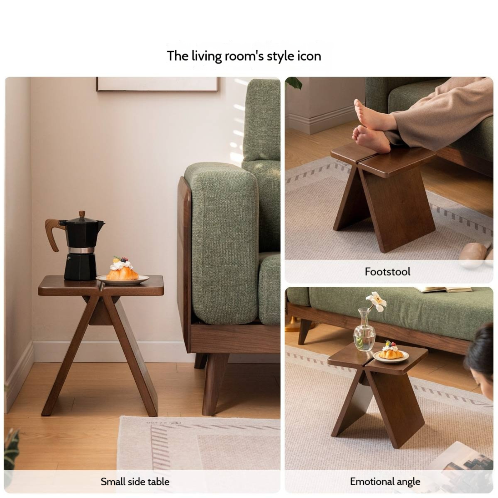 Solid Rubberwood Modern Minimalist Square Shoe Changing Stool