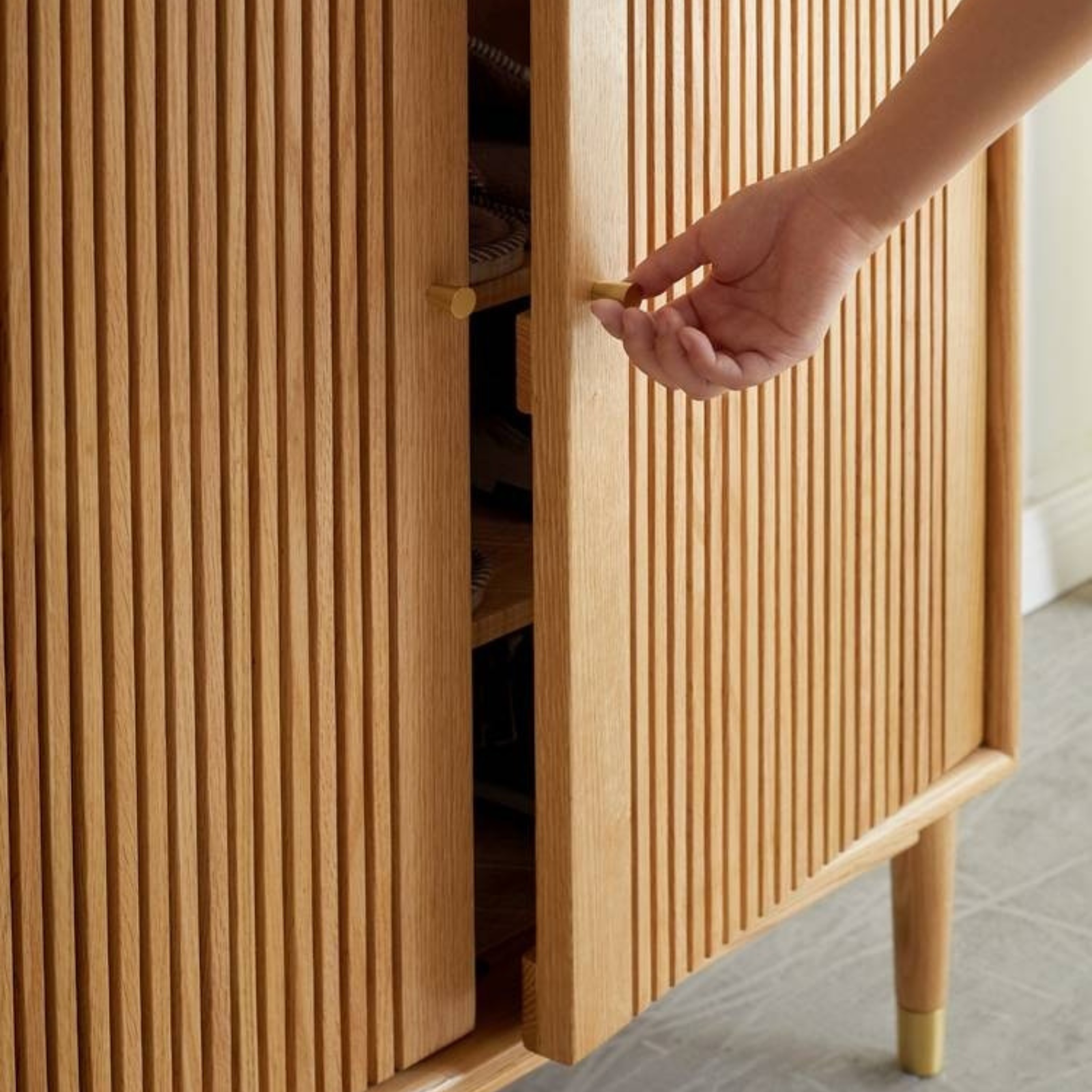 Oak Solid Wood Modern Nordic Storage Shoe Cabinet