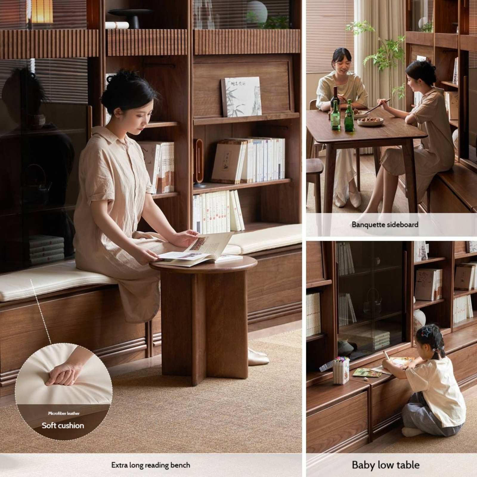 Ash Solid Wood Wall Combination Bookshelf