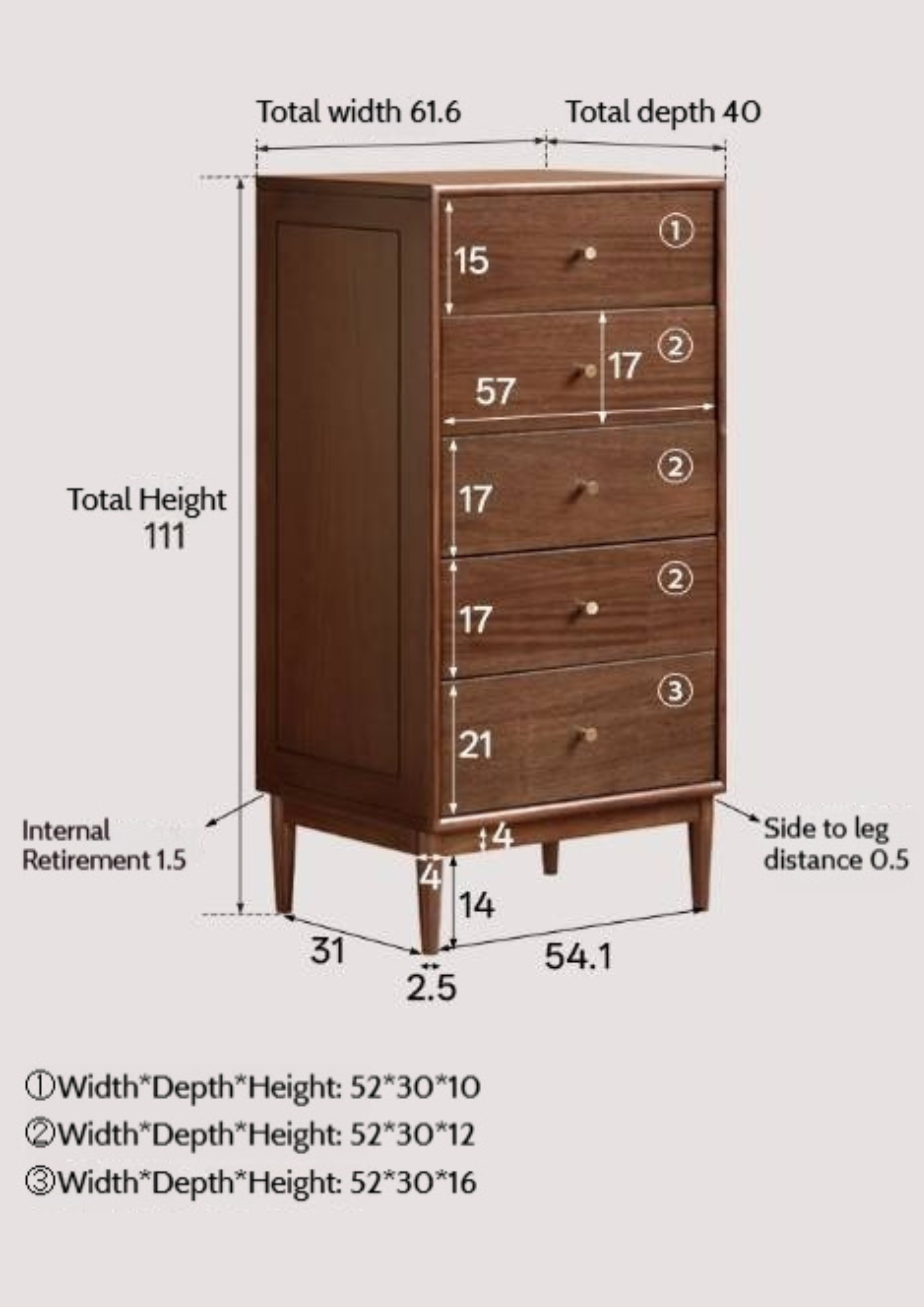 Red Zebrawood Solid Wood Modern Minimalist Chest of Drawers