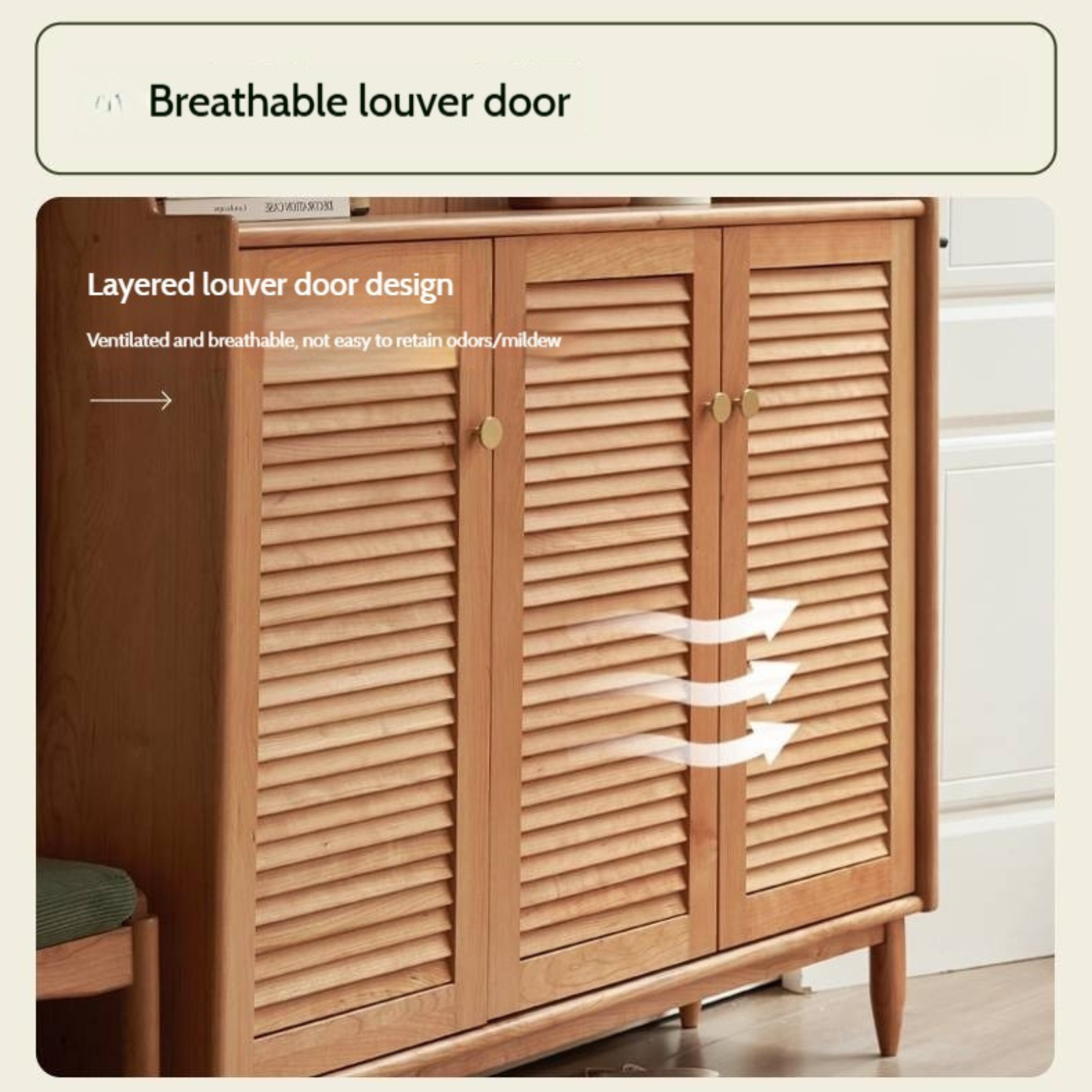 Cherry Solid Wood Entrance Shoe Cabinet