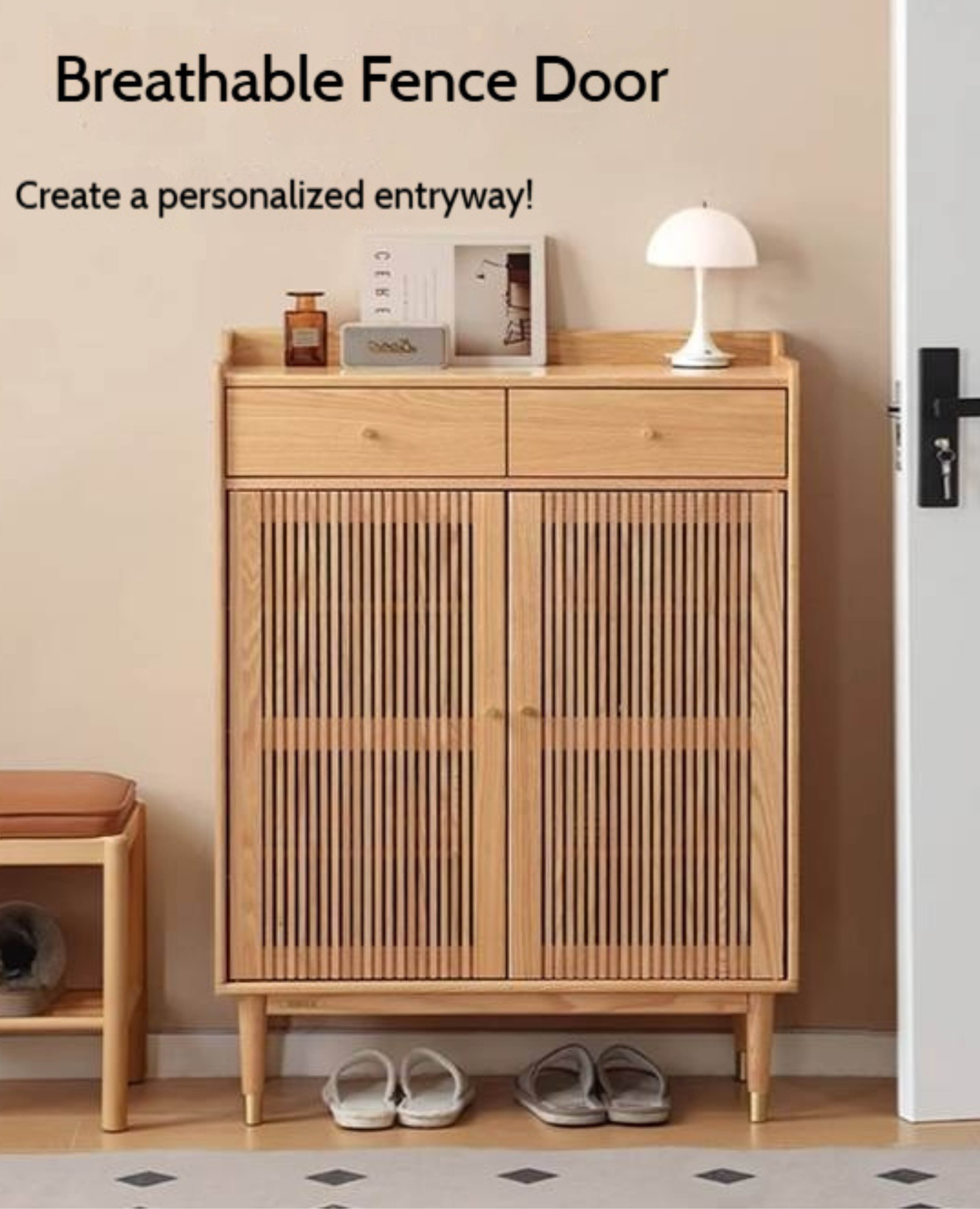Oak Modern Nordic Shoe Cabinet