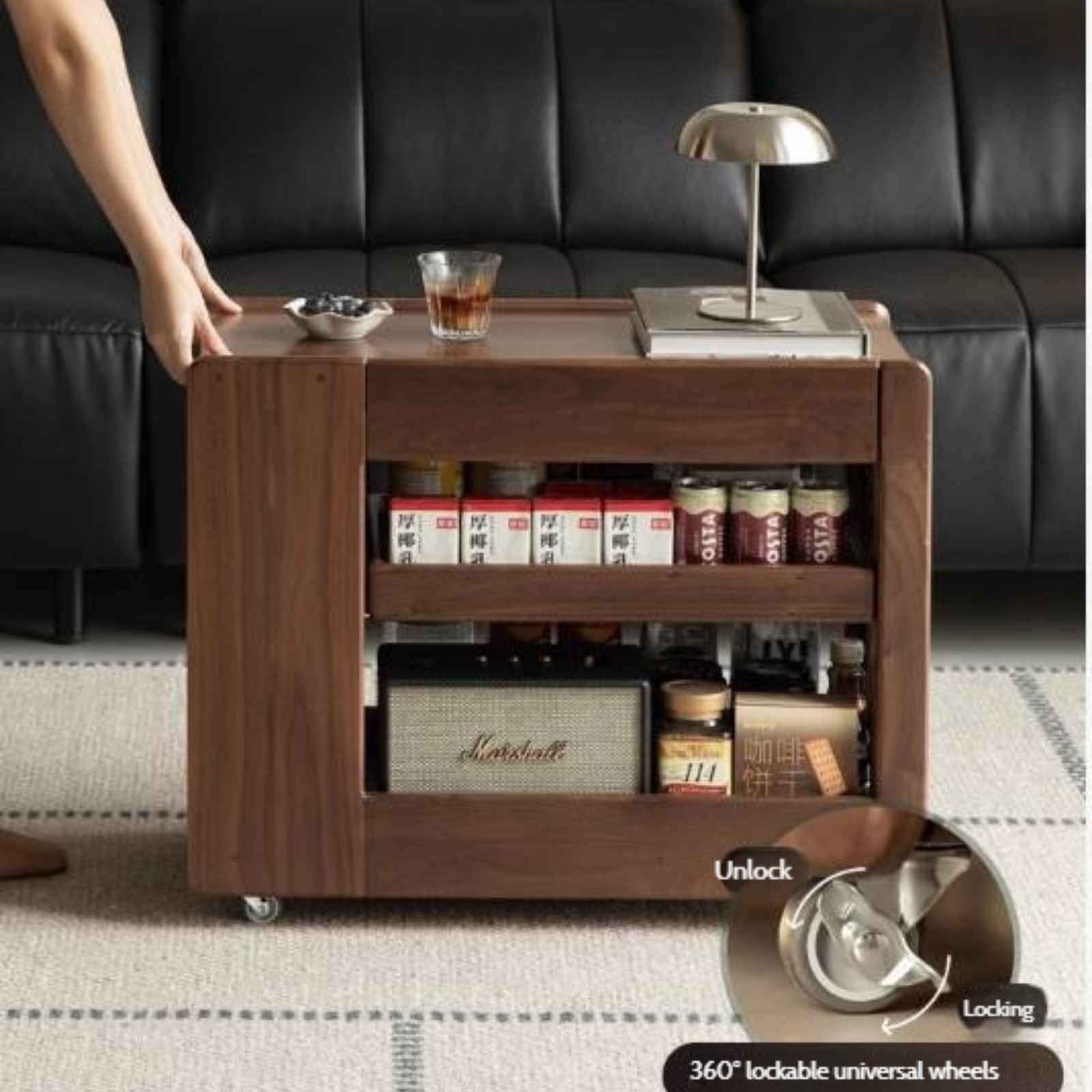 Black Walnut, Oak Solid Wood Luxury Corner Side Table