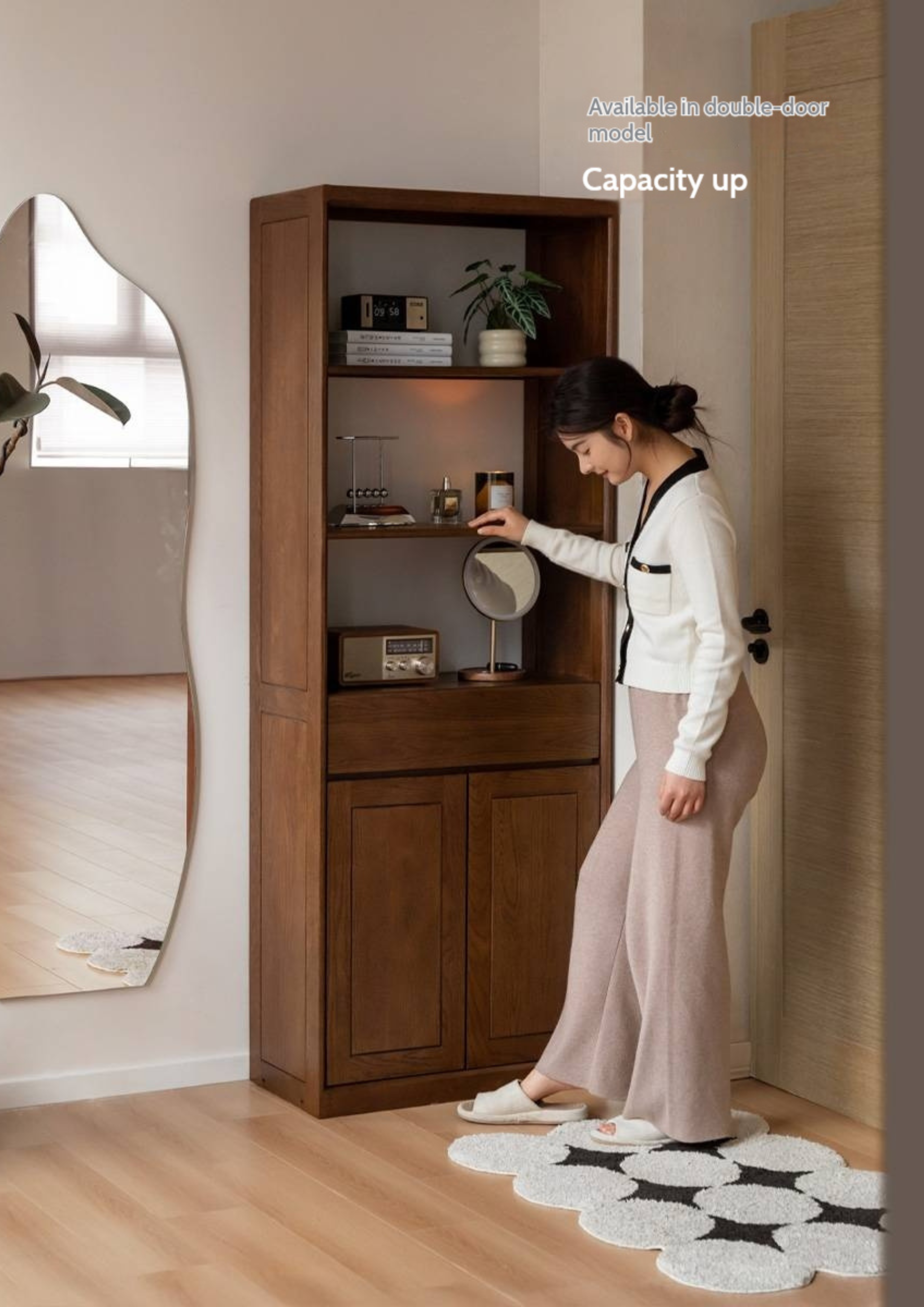 Oak Solid Wood Porch Cabinet Shoe Cabinet Integrated