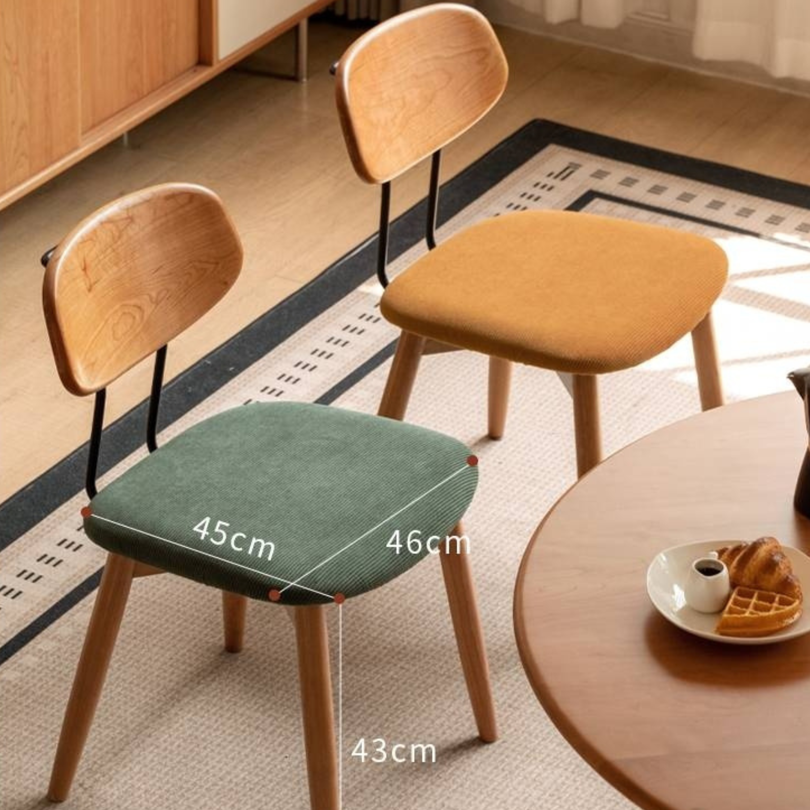 Set 4 pcs Cherry Solid Wood Bauhaus Style Retro Dining Chair