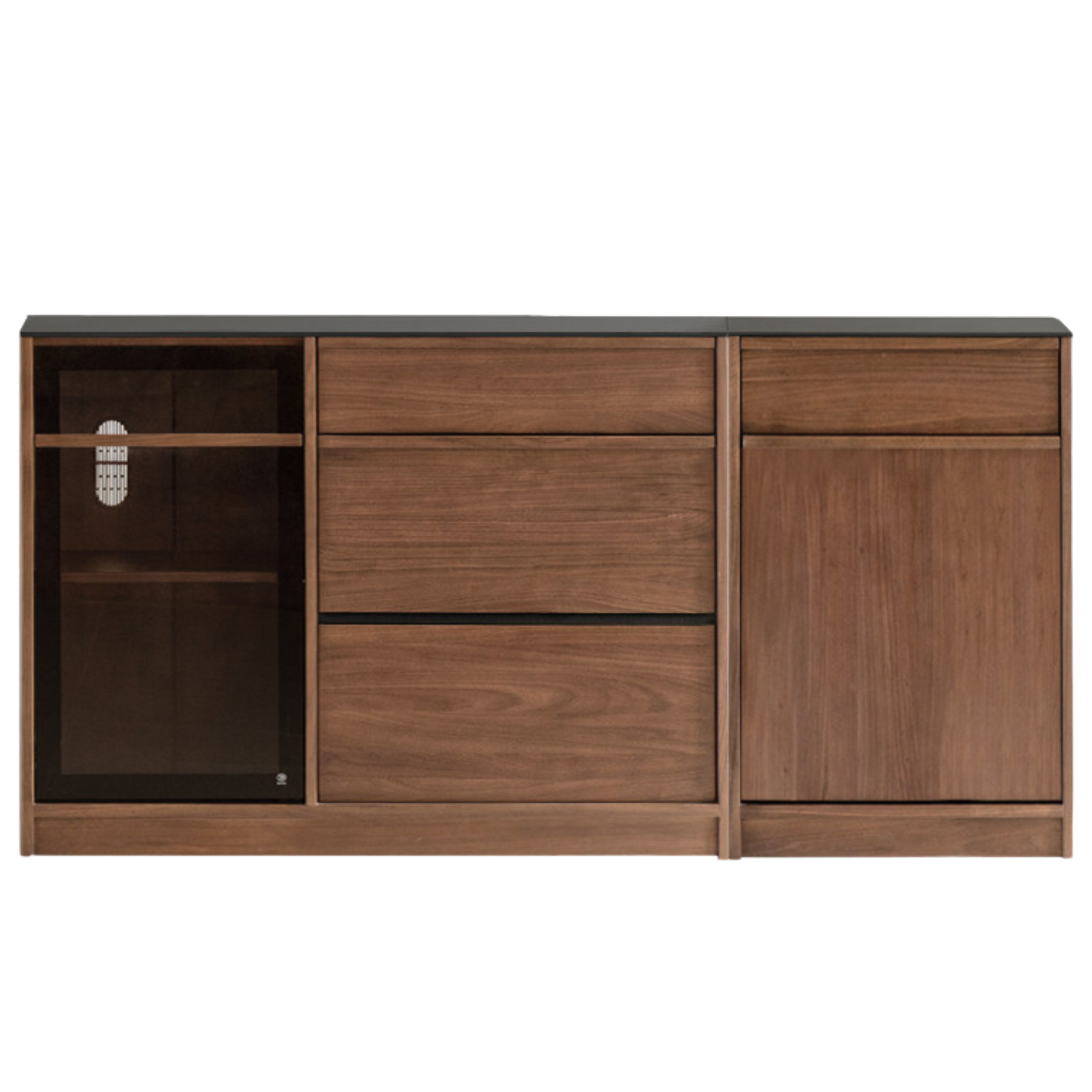 Black Walnut, Ash Solid Wood Light Luxury Style Rock Board Sideboard