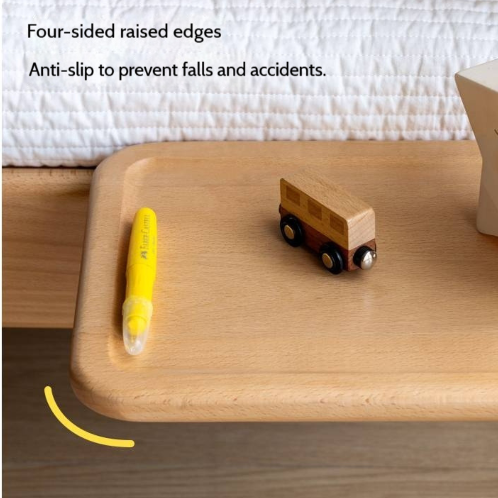 Beech Solid Wood Children's Floating Storage Bedside Shelf