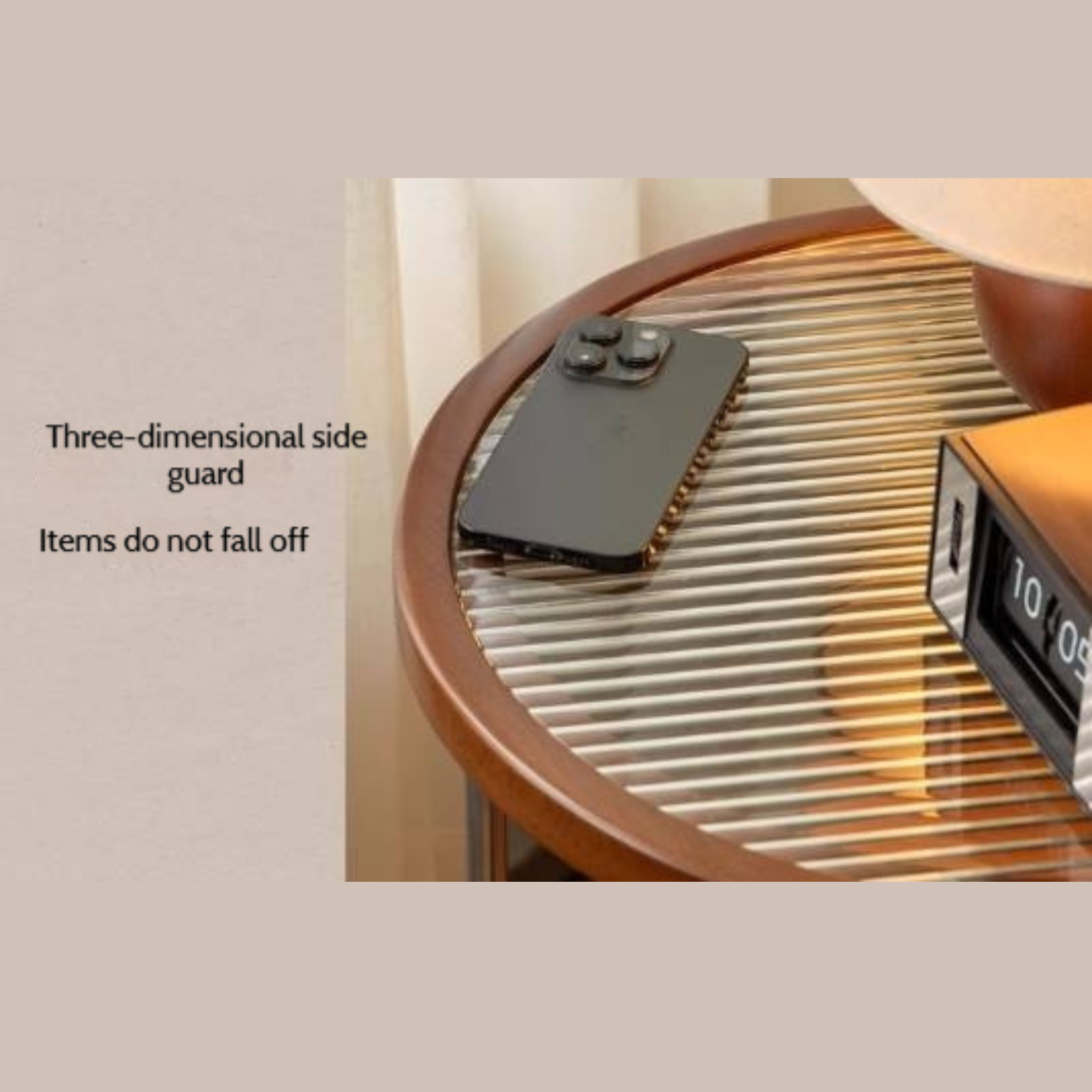 Beech Solid Wood Vintage Style Double Layer Glass Coffee Table