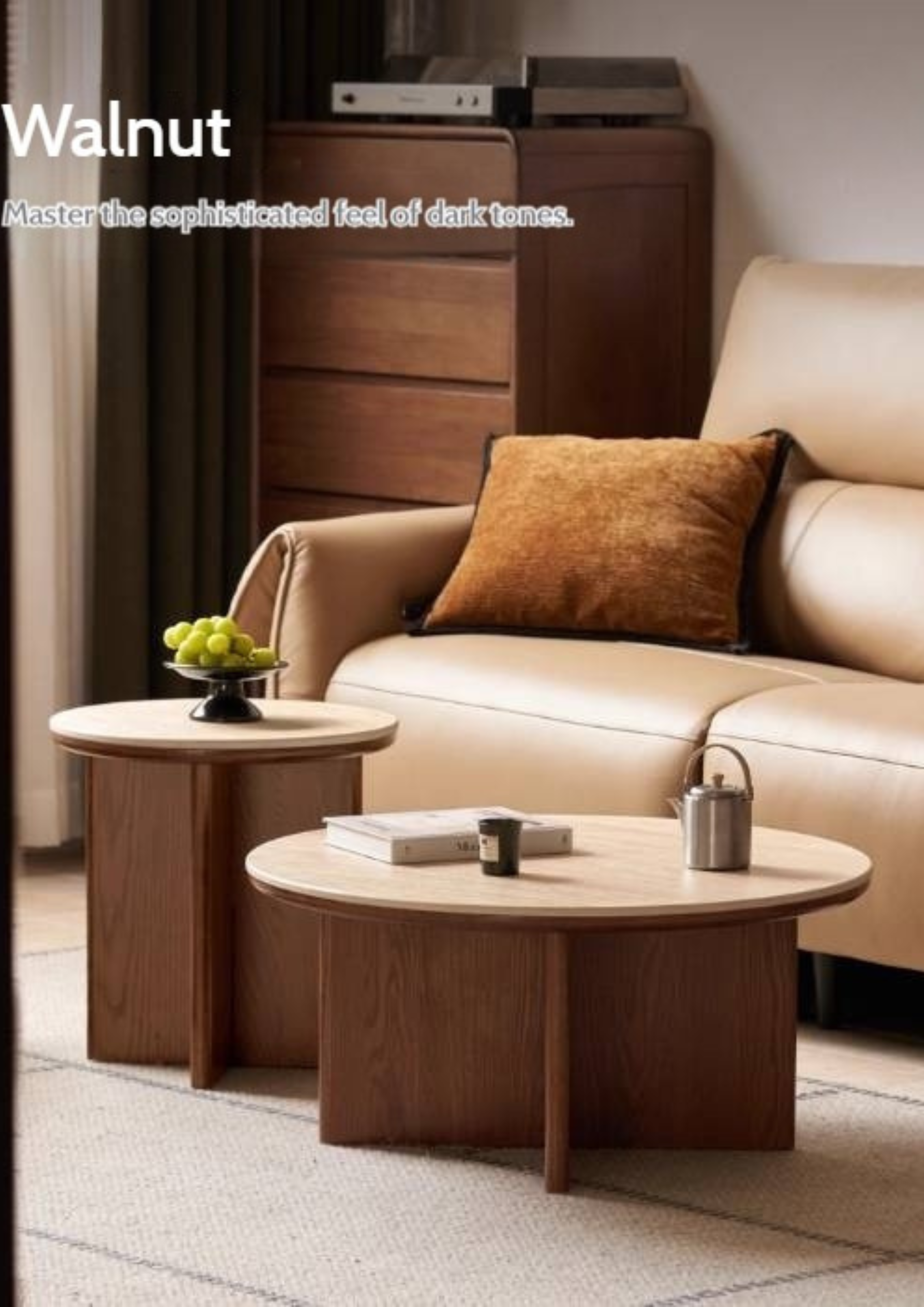 Oak Solid Wood Italian Light Luxury Style Slab Round Table