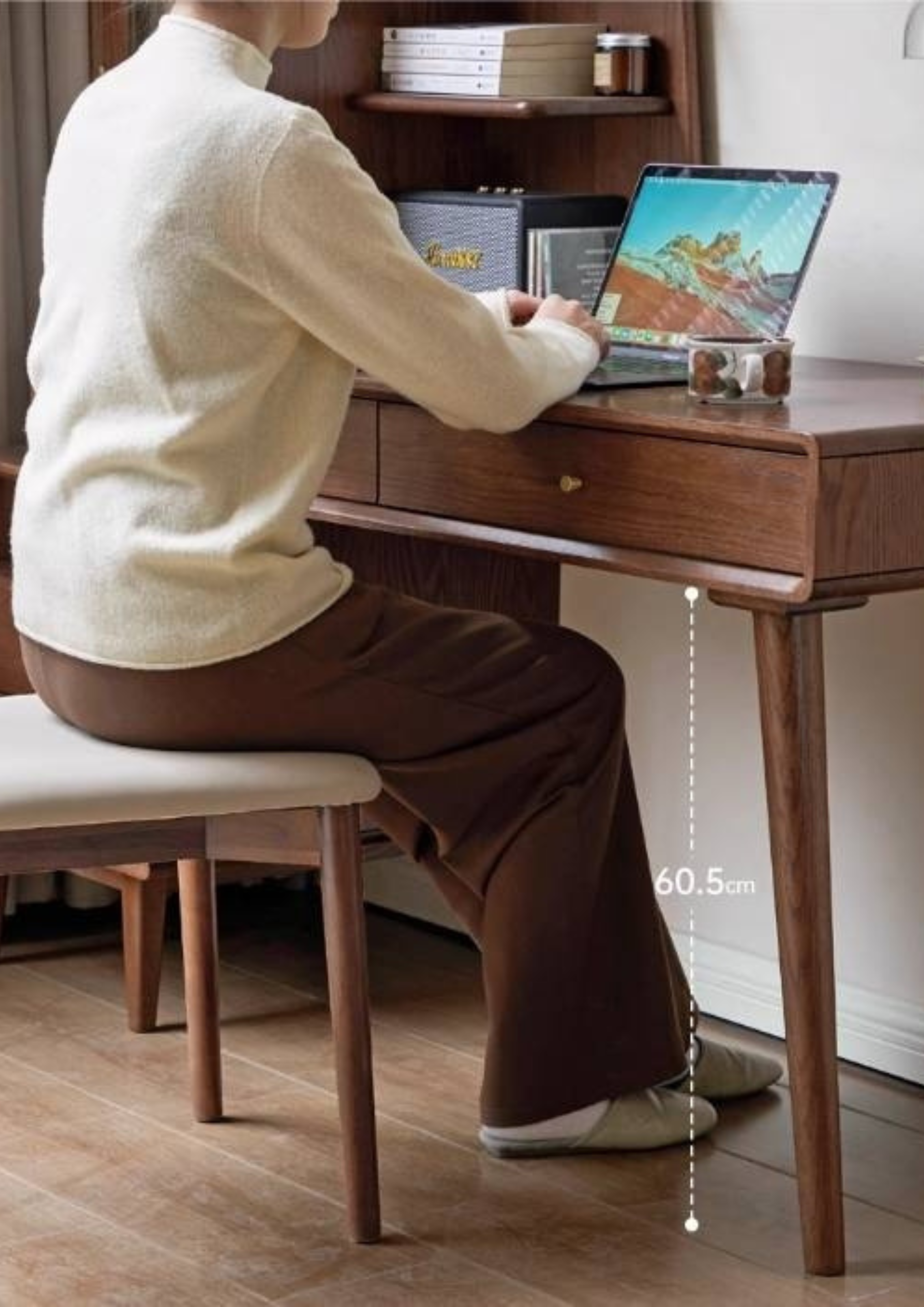 Oak Solid Wood Extendable Computer Desk