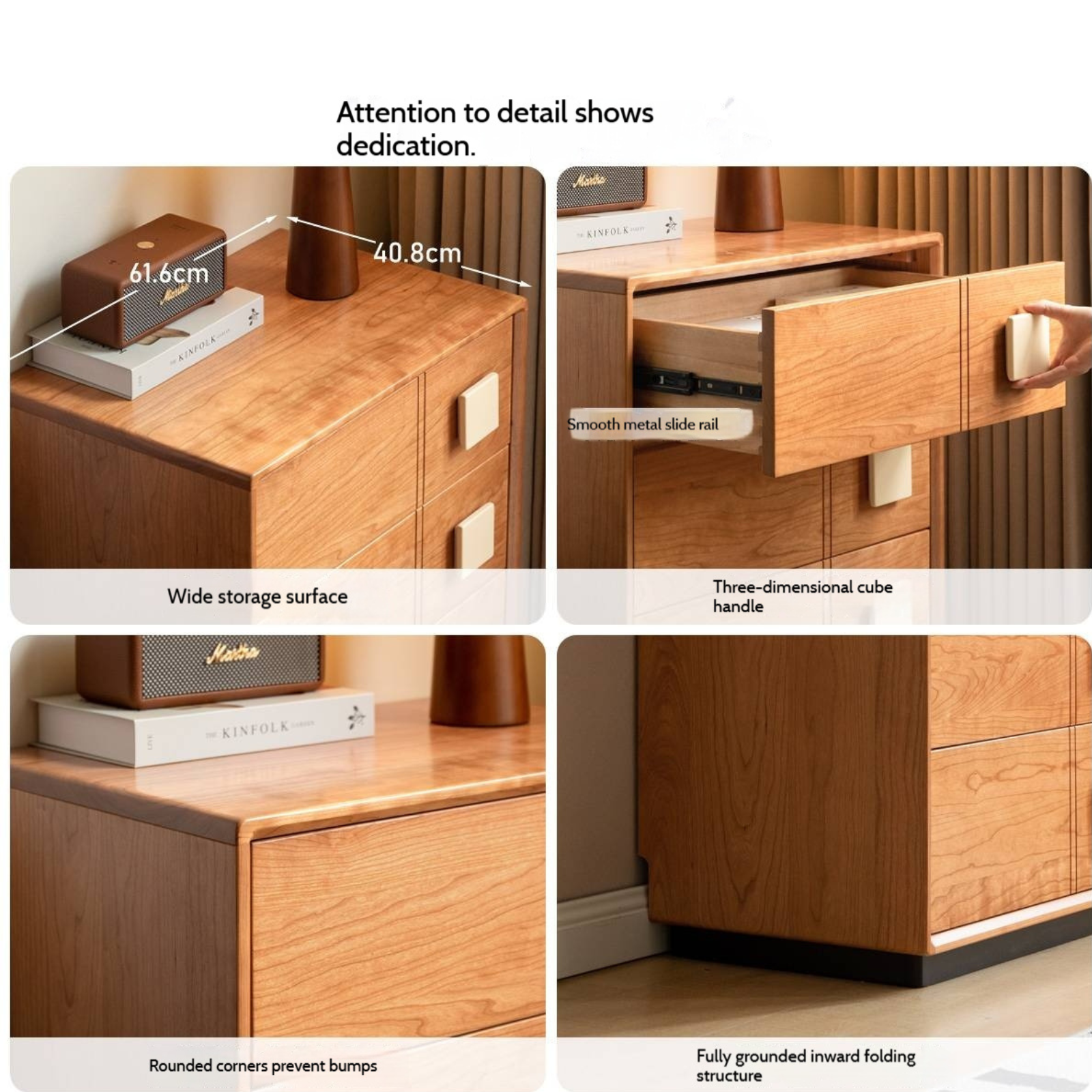 Cherry Solid Wood Retro Five-Drawer Chest