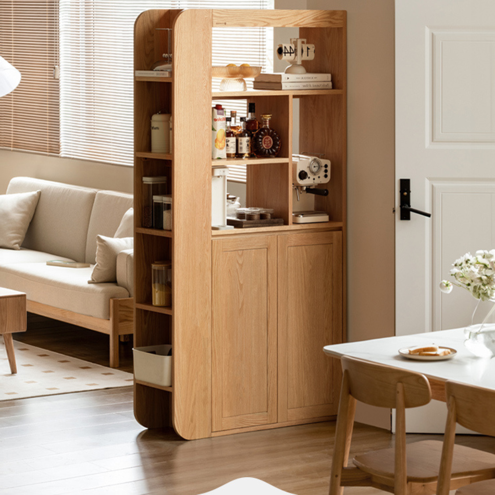 Oak, Ash Solid Wood Partition Cabinet