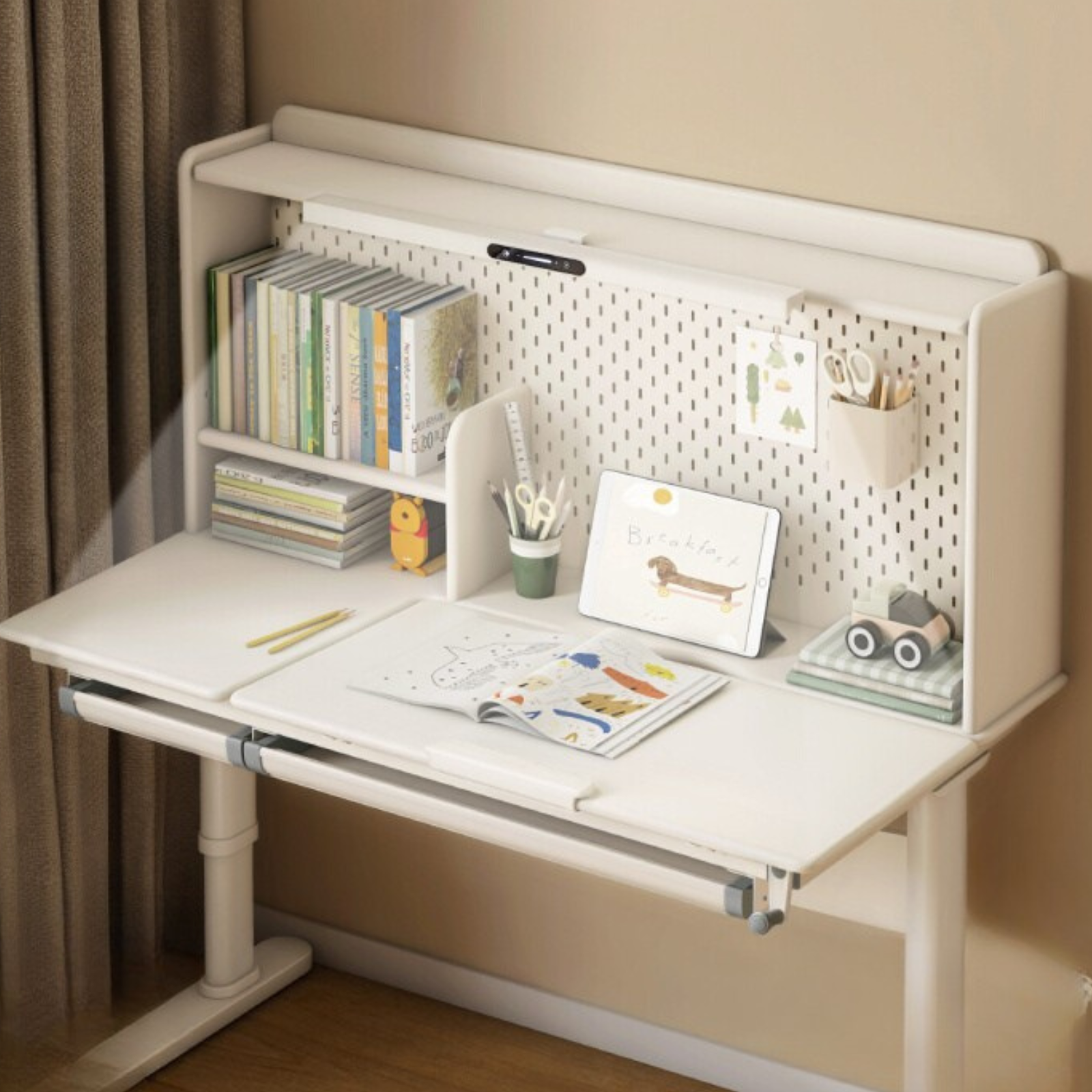 Solid Rubberwood Cream Style Children's Learning Desk