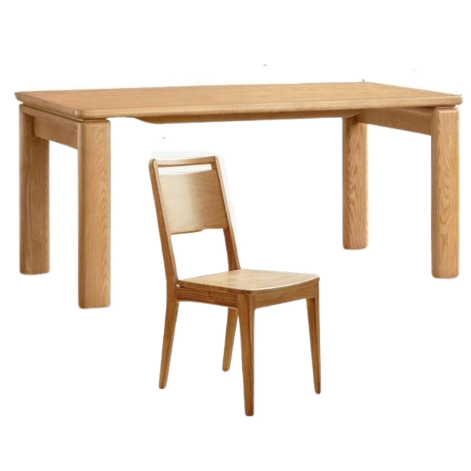 Ash Solid Wood Modern Log Style Dining Table