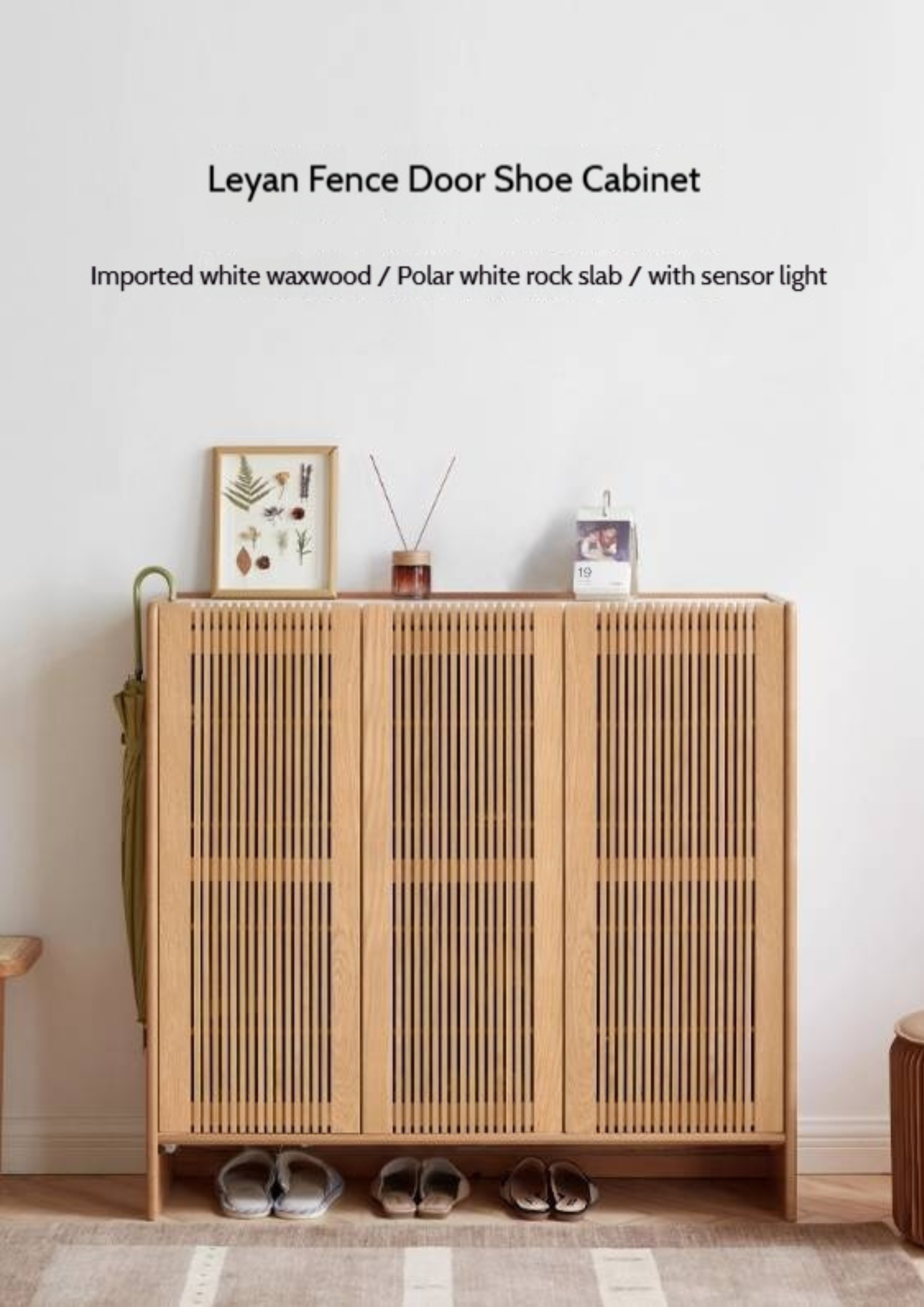 Ash, Oak Solid Wood Rock Top Shoe Cabinet