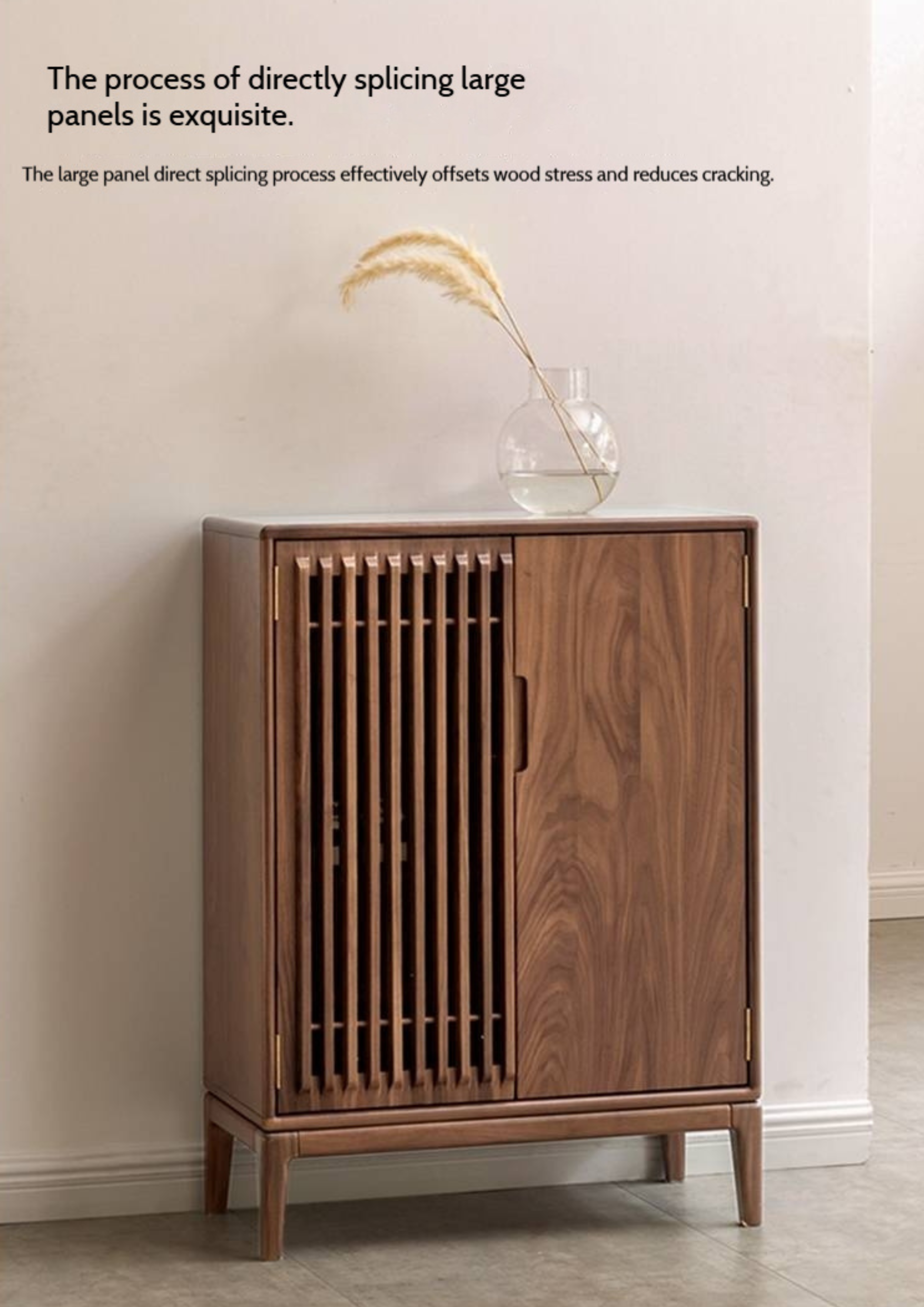 Black Walnut, Ash Two Door Shoe Cabinet Entrance