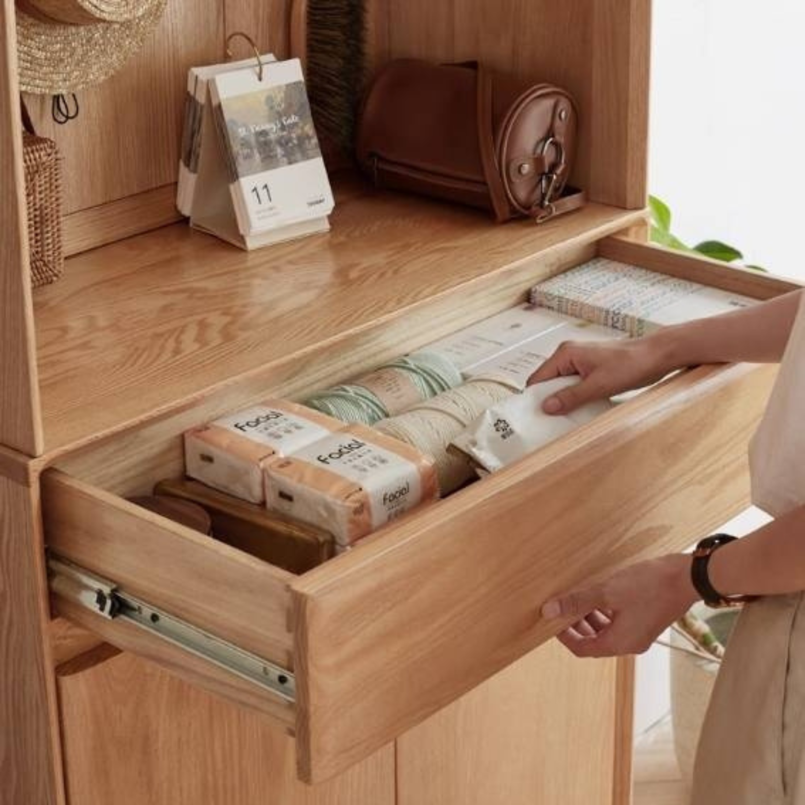 Oak Solid Wood Entrance Hall Cabinet Shoe