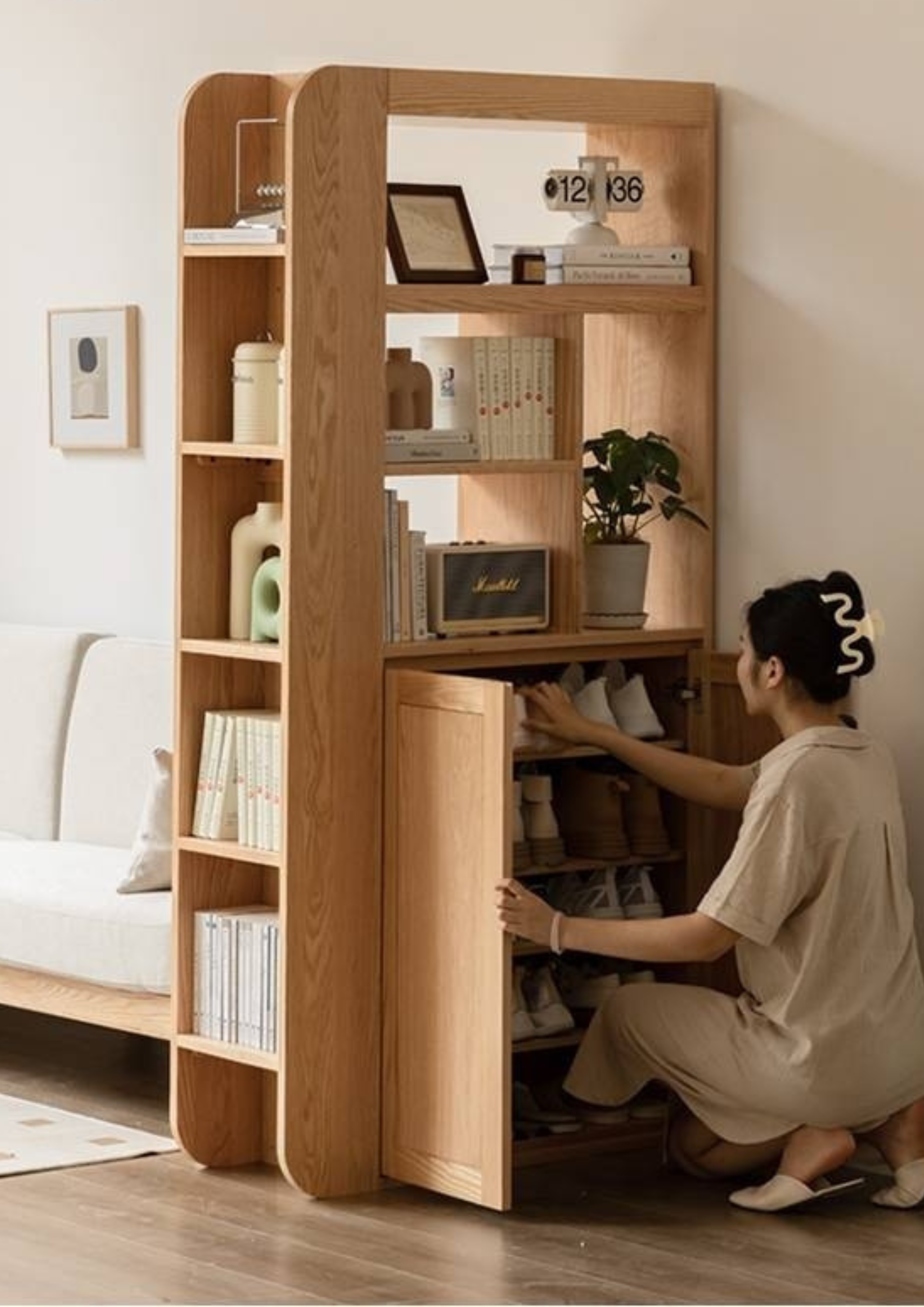 Oak, Ash Solid Wood Partition Cabinet