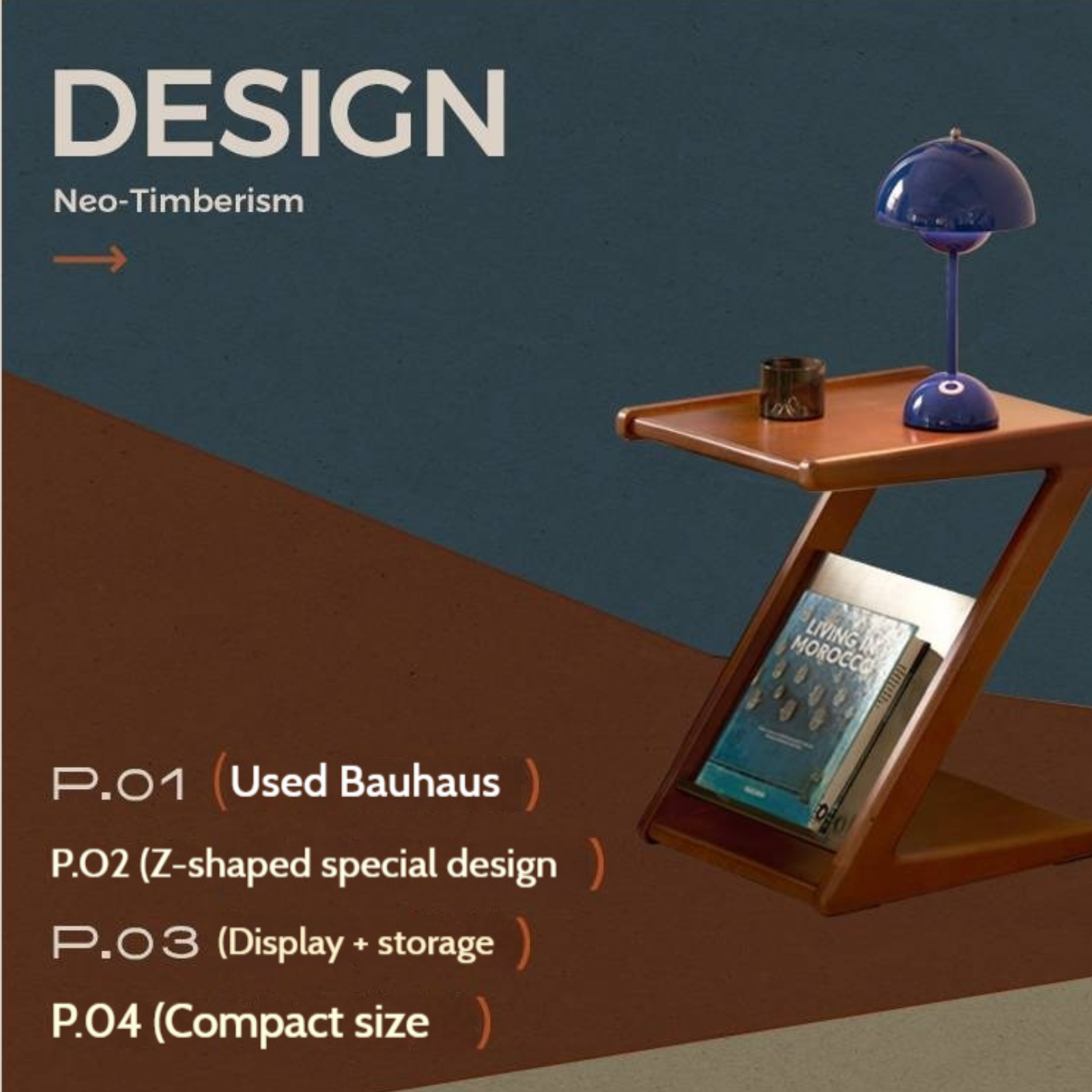 Poplar Solid Wood Bauhaus Style Side Table