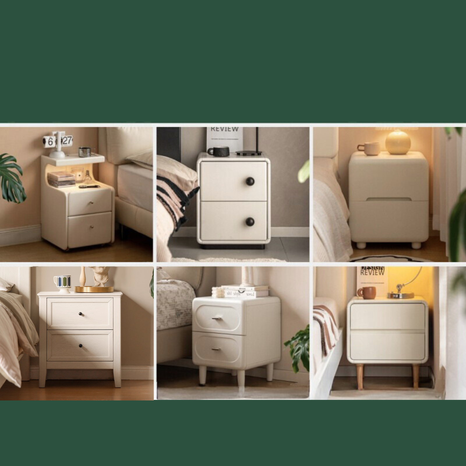 Beech Solid Wood White Cream Style Nightstand