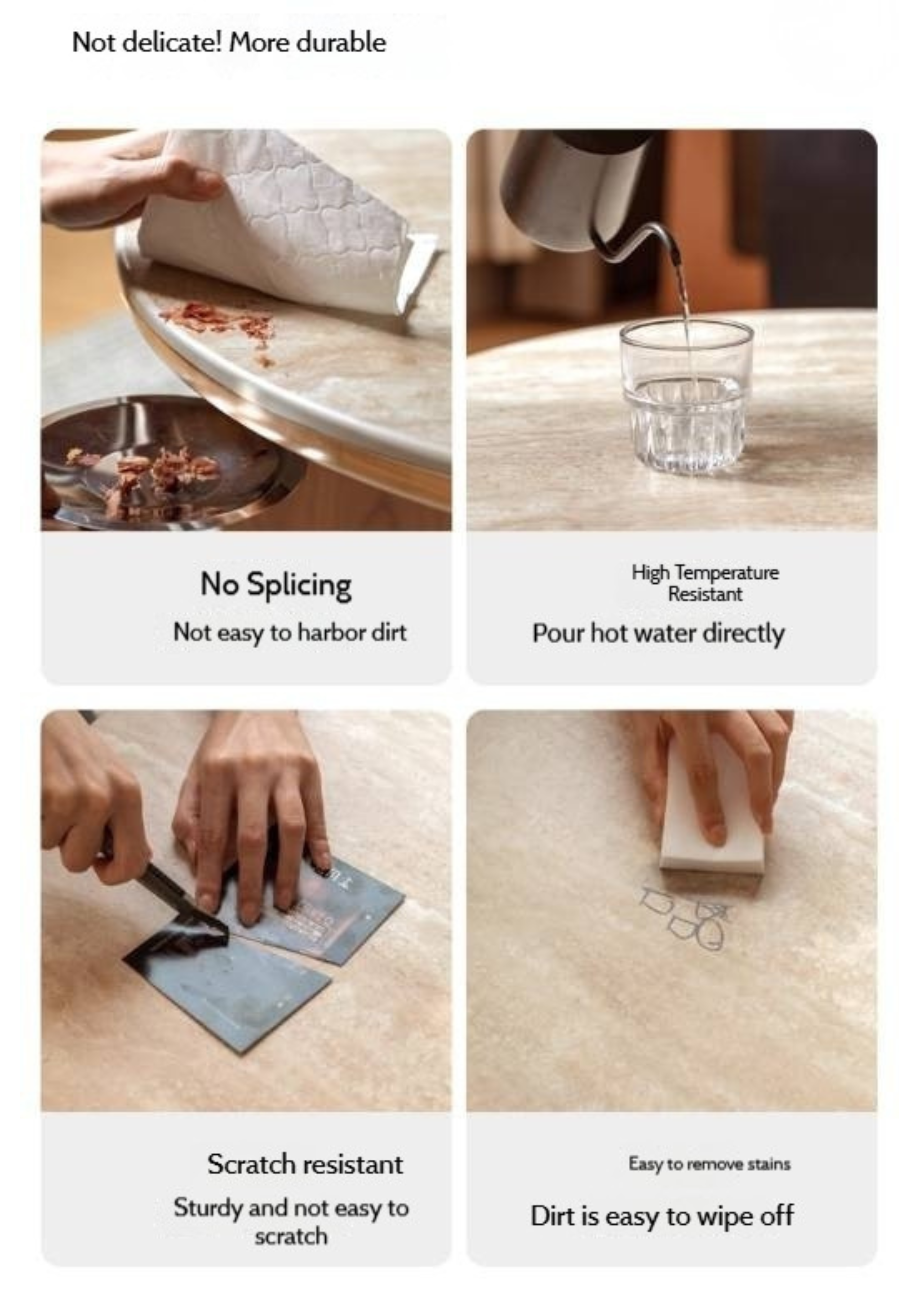 Cherry Solid Wood Rock Plate Round Coffee Table