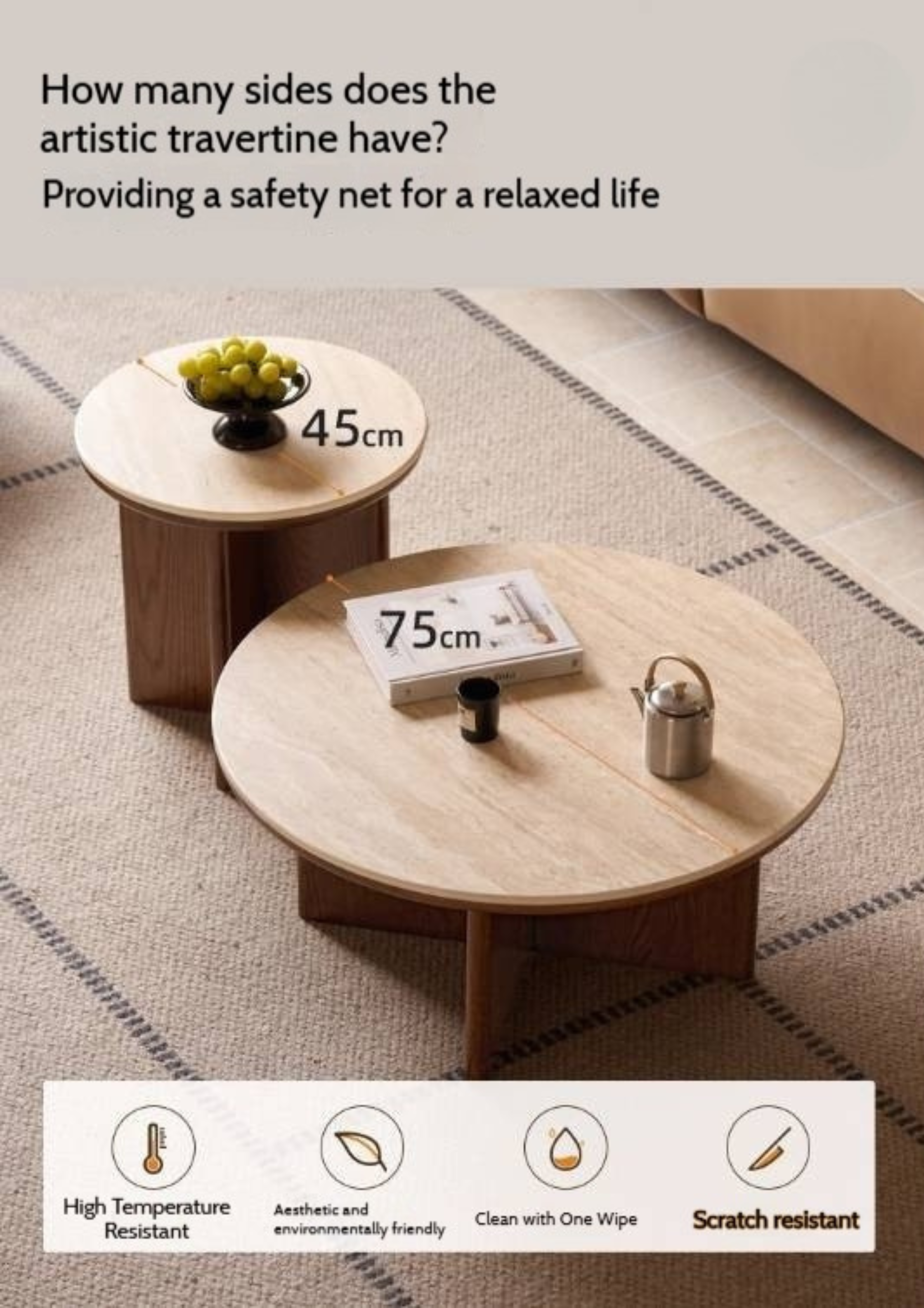 Oak Solid Wood Italian Light Luxury Style Slab Round Table