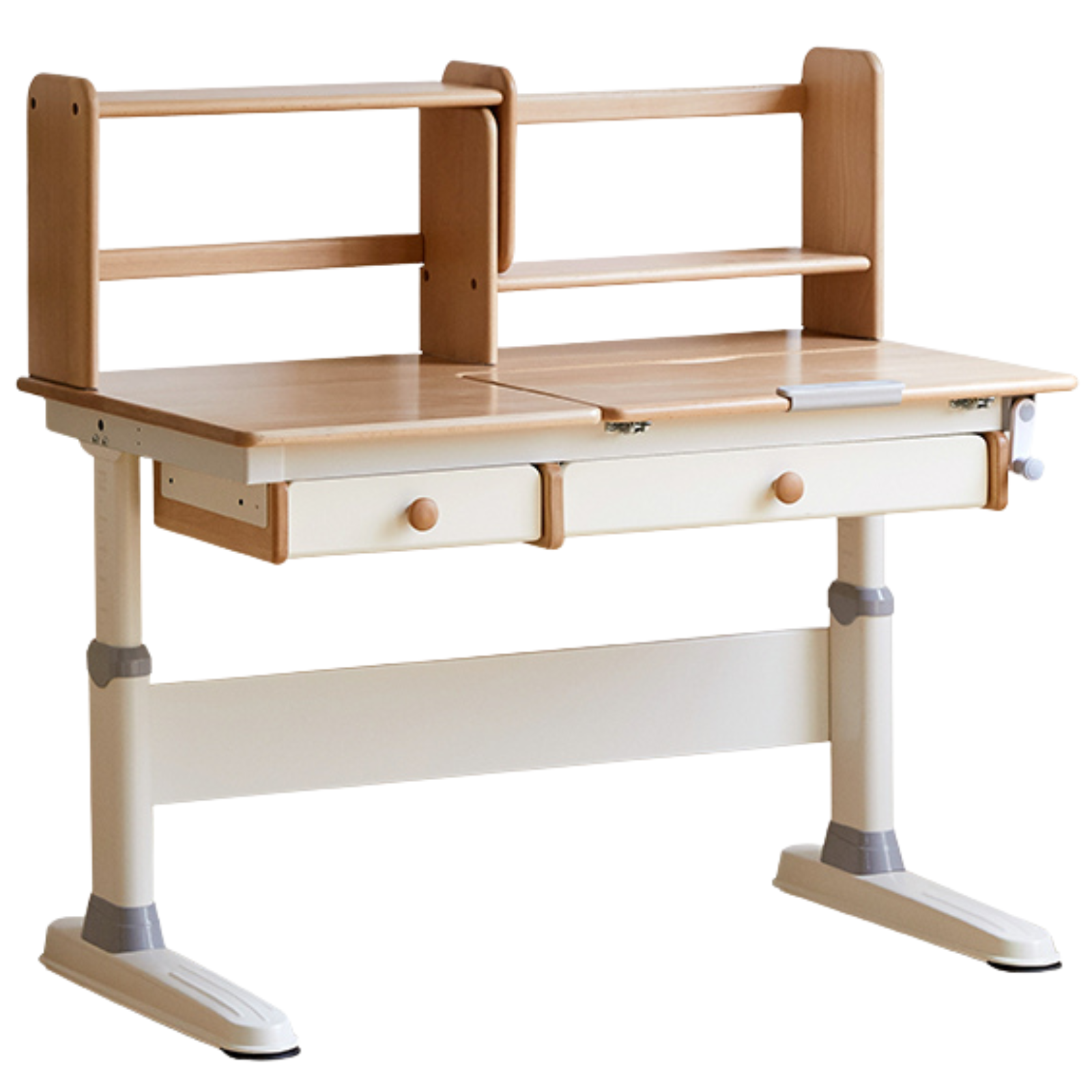 Beech Solid Wood Height Adjustable Children's Learning Desk with Eye-Protection Lamp