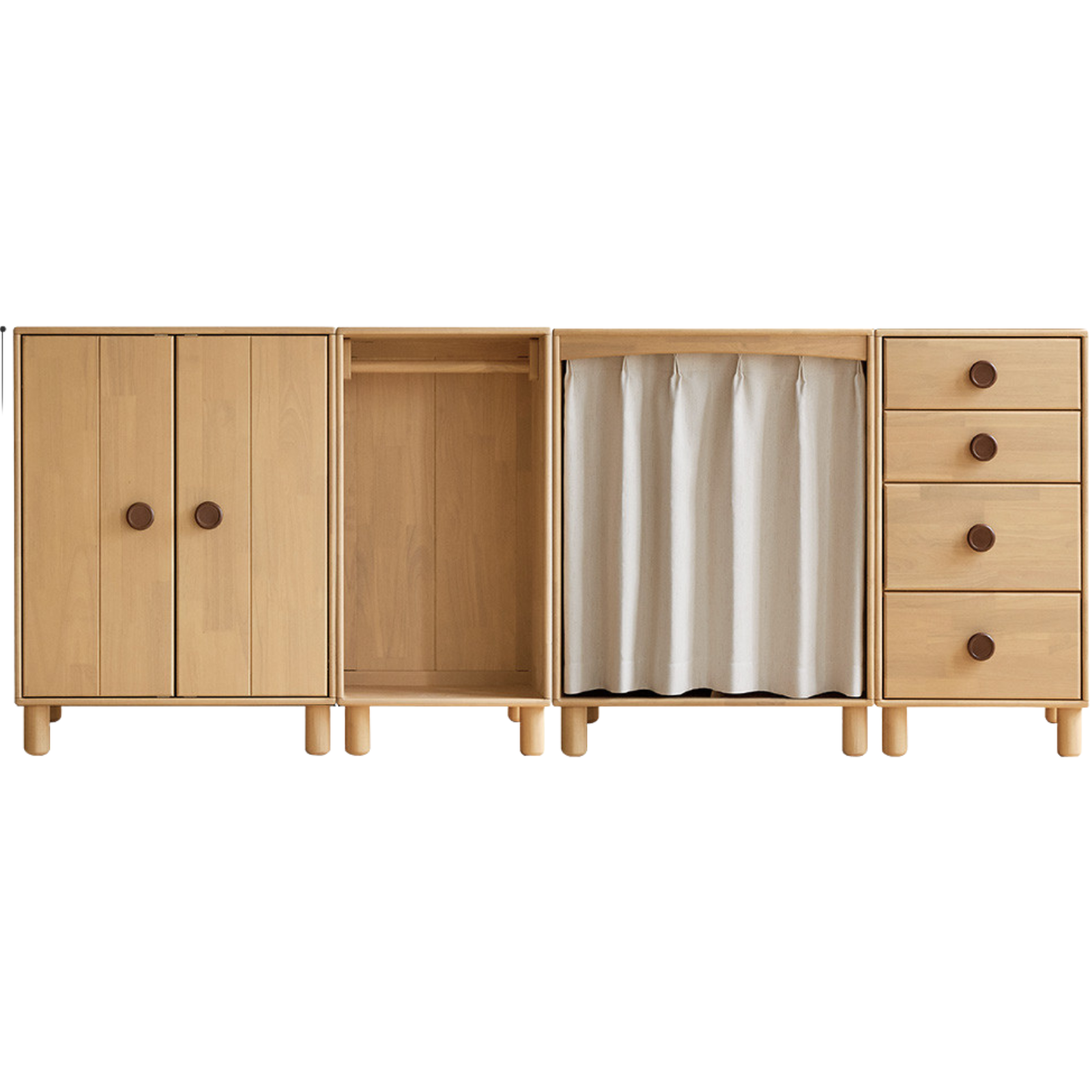 Solid Rubberwood Children's Wardrobe
