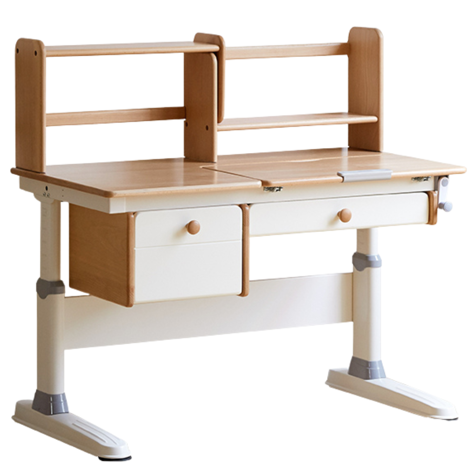 Beech Solid Wood Height Adjustable Children's Learning Desk with Eye-Protection Lamp