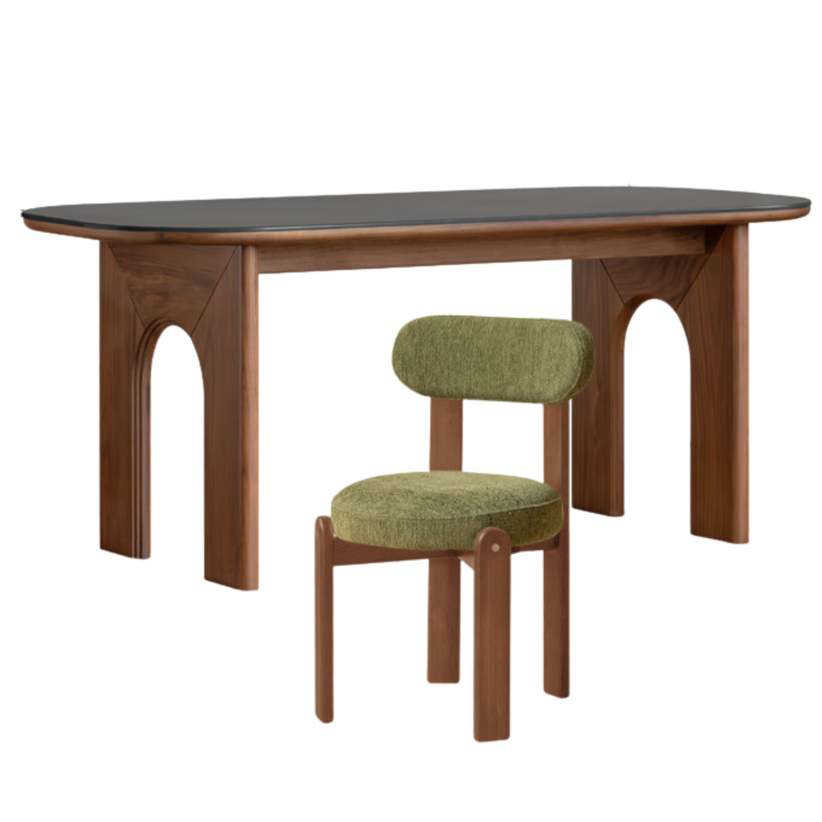 Black Walnut, Oak Solid Wood French Retro Style Dining Table