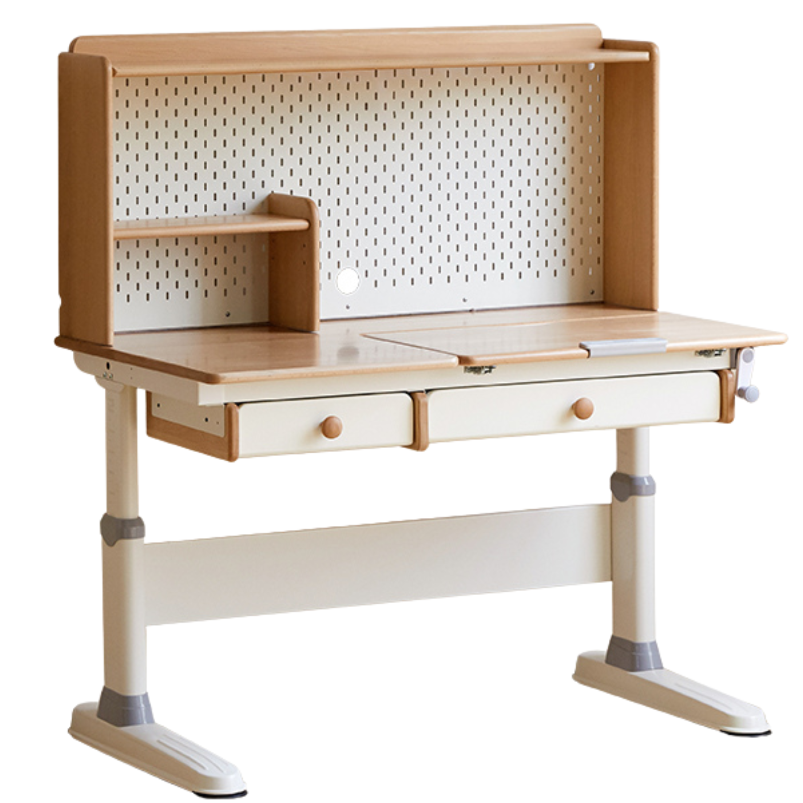 Beech Solid Wood Height Adjustable Children's Learning Desk with Eye-Protection Lamp