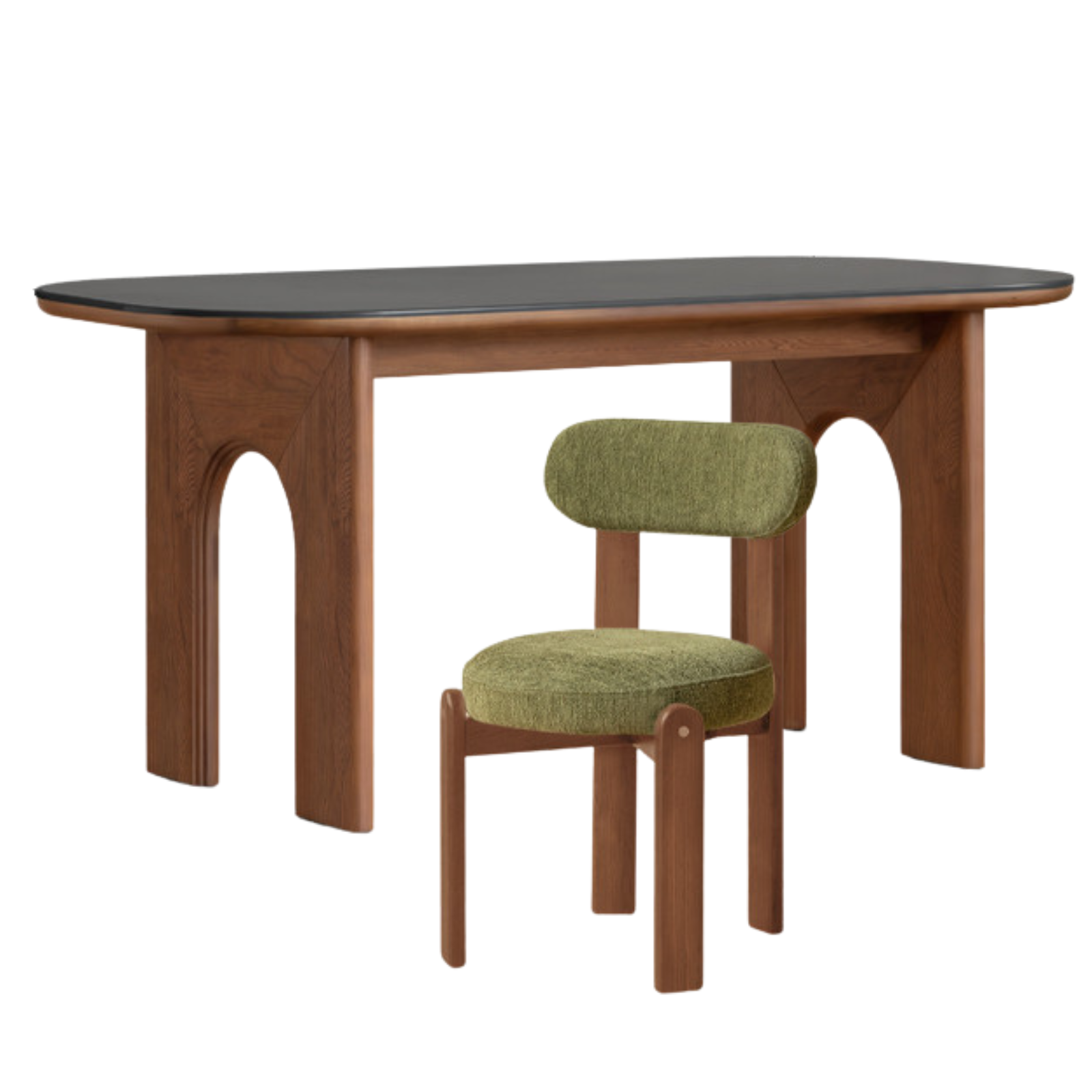 Black Walnut, Oak Solid Wood French Retro Style Dining Table