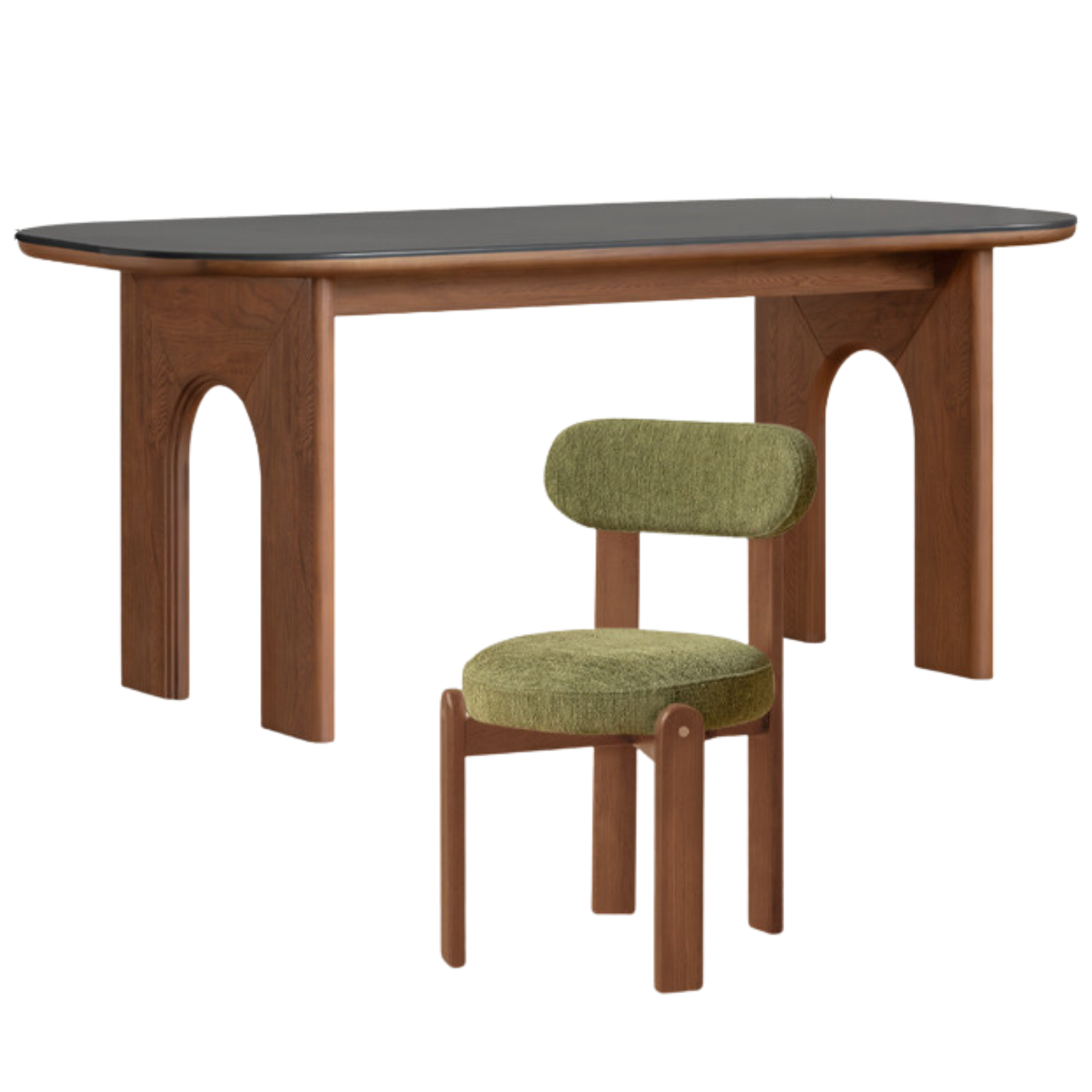 Black Walnut, Oak Solid Wood French Retro Style Dining Table