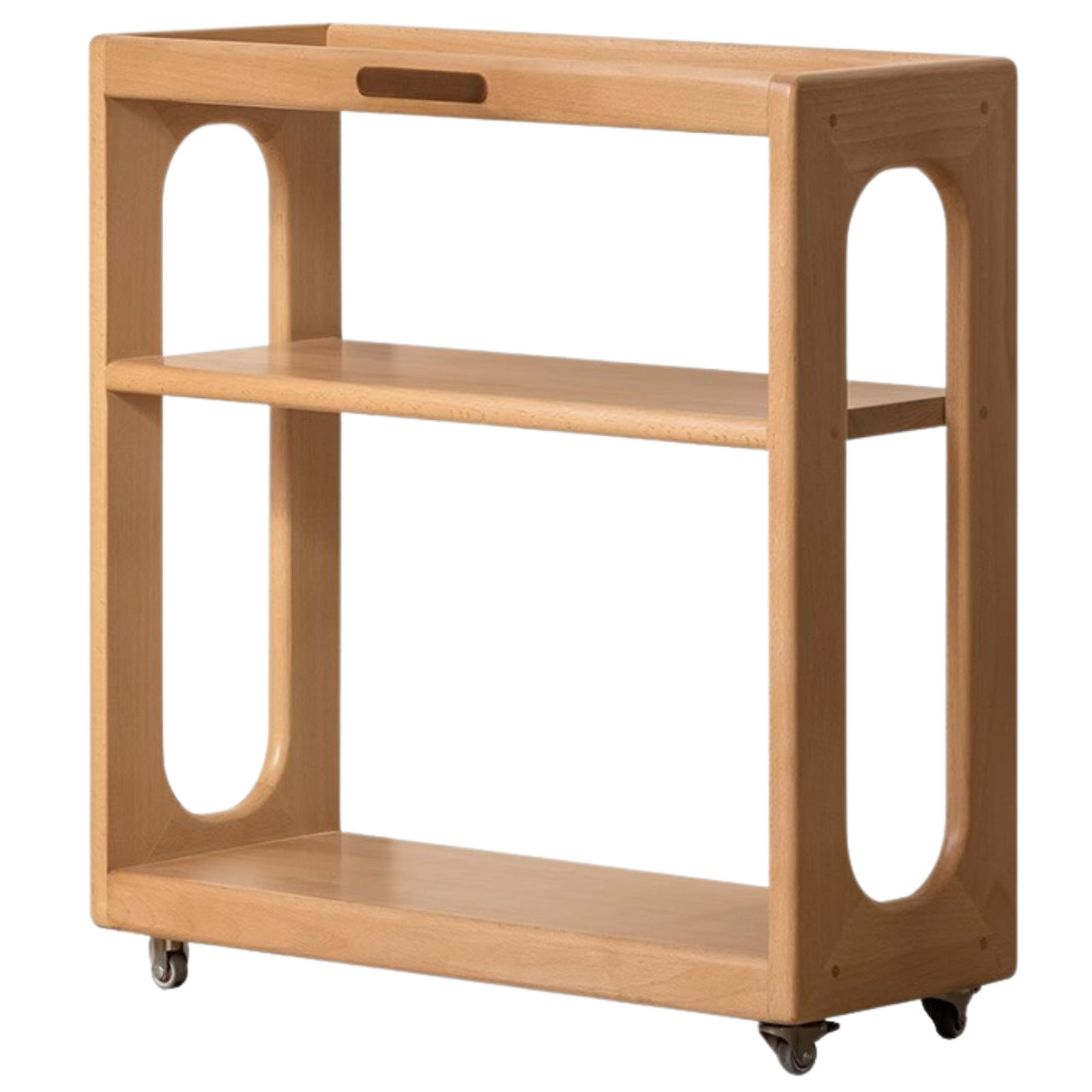 Beech Solid Wood Movable Children's Montessori Under-Table Bookshelf with Wheels