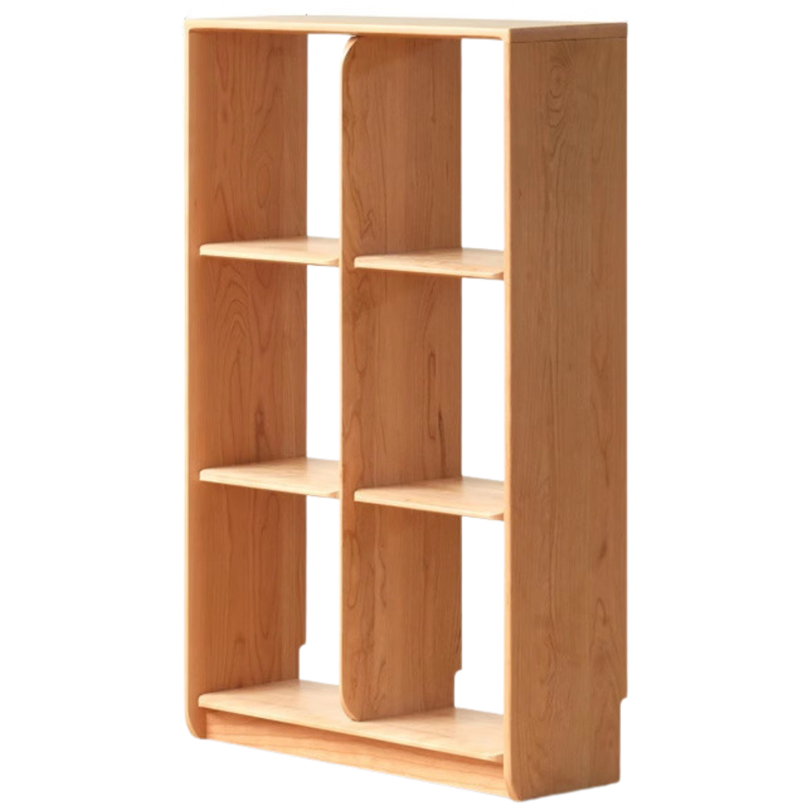 Cherry Solid Wood Freely Combinable Bookshelf with Floor-Standing Grid Design