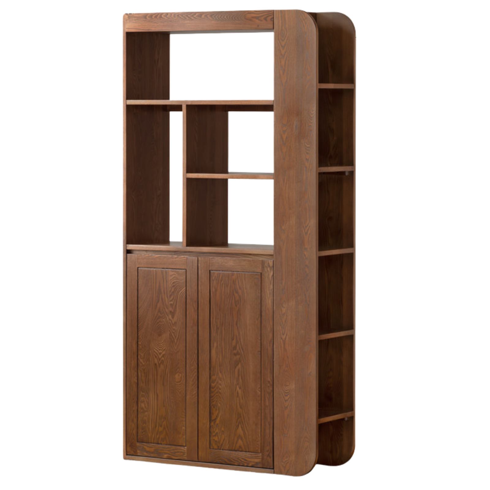 Ash Solid Wood Modern Divider Bookcase Cabinet with Storage