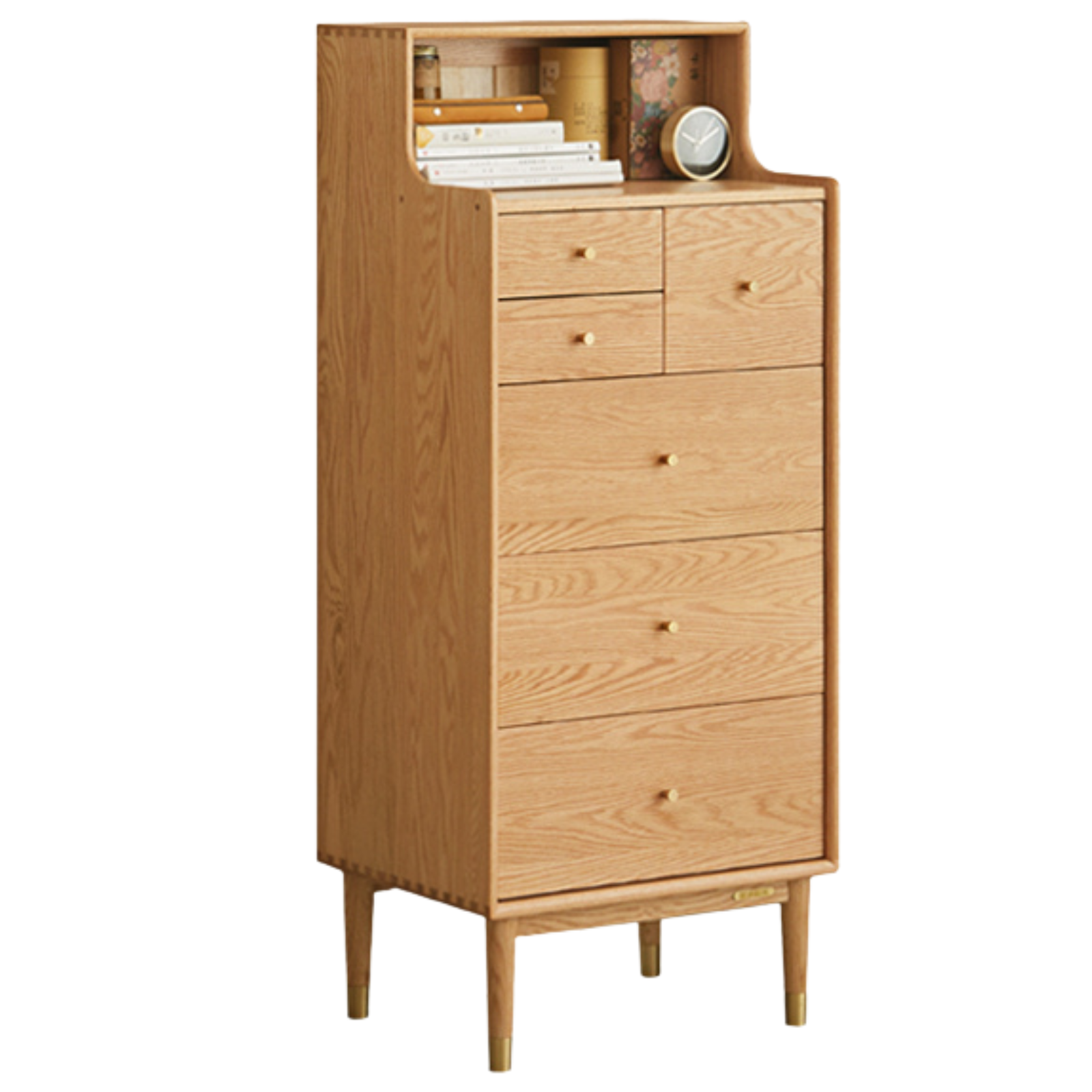 Oak Solid Wood Side Cabinet, Six-Drawer Chest.