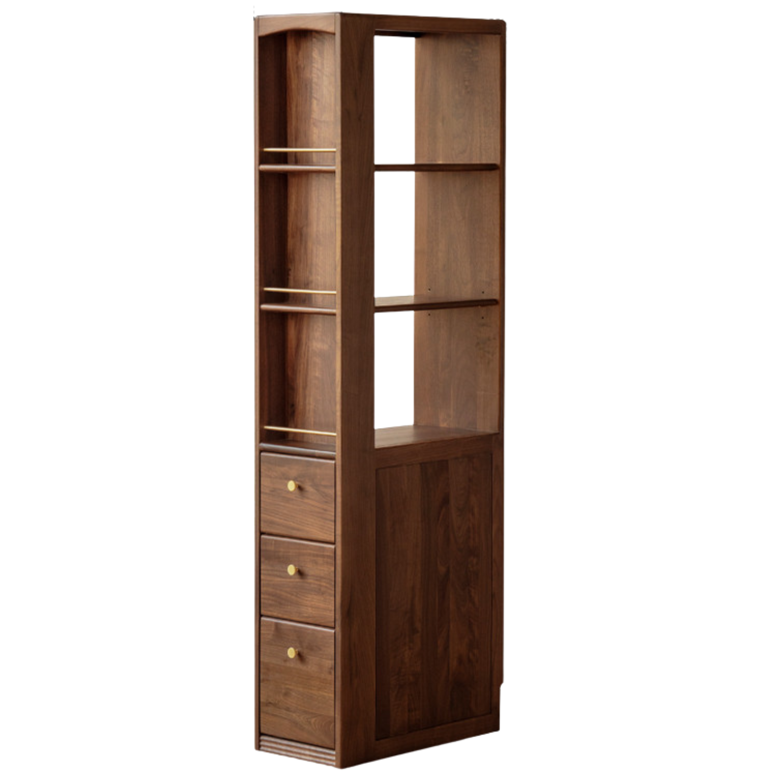Black Walnut, Oak Solid Wood Narrow Bookcase