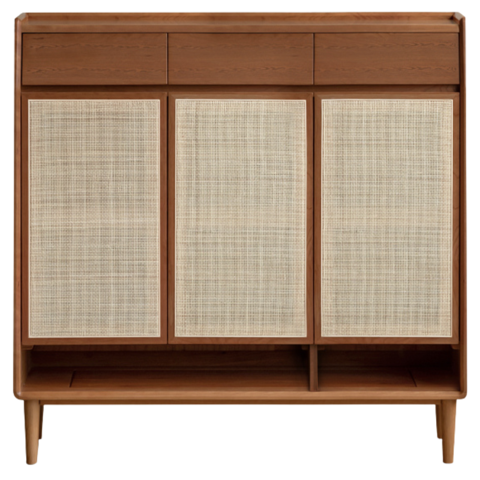 Сherry, Oak Solid Wood Rattan Locker Shoe Cabinet