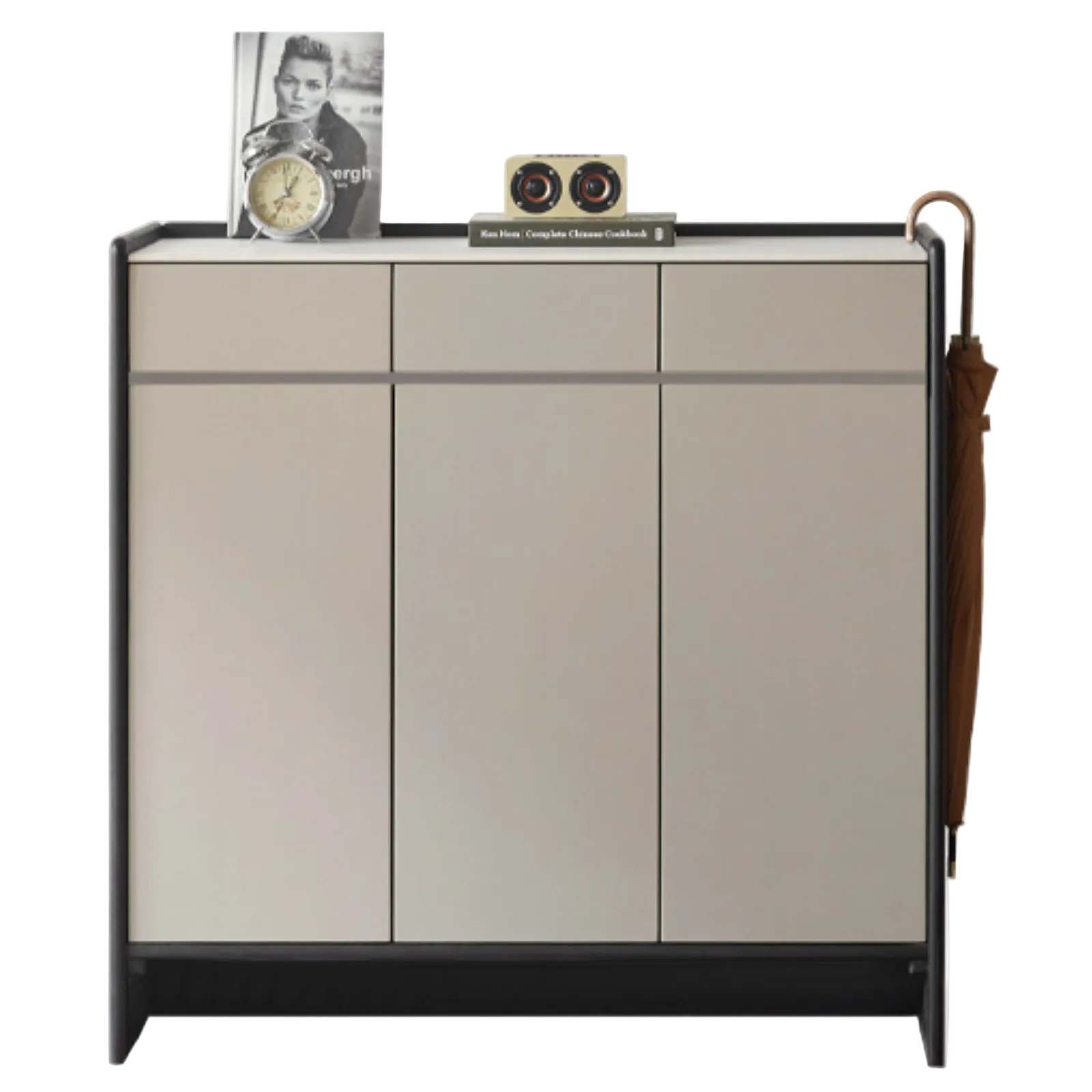 Solid RubberWood Porch Cabinet, Shoe Cabinet Slate Top