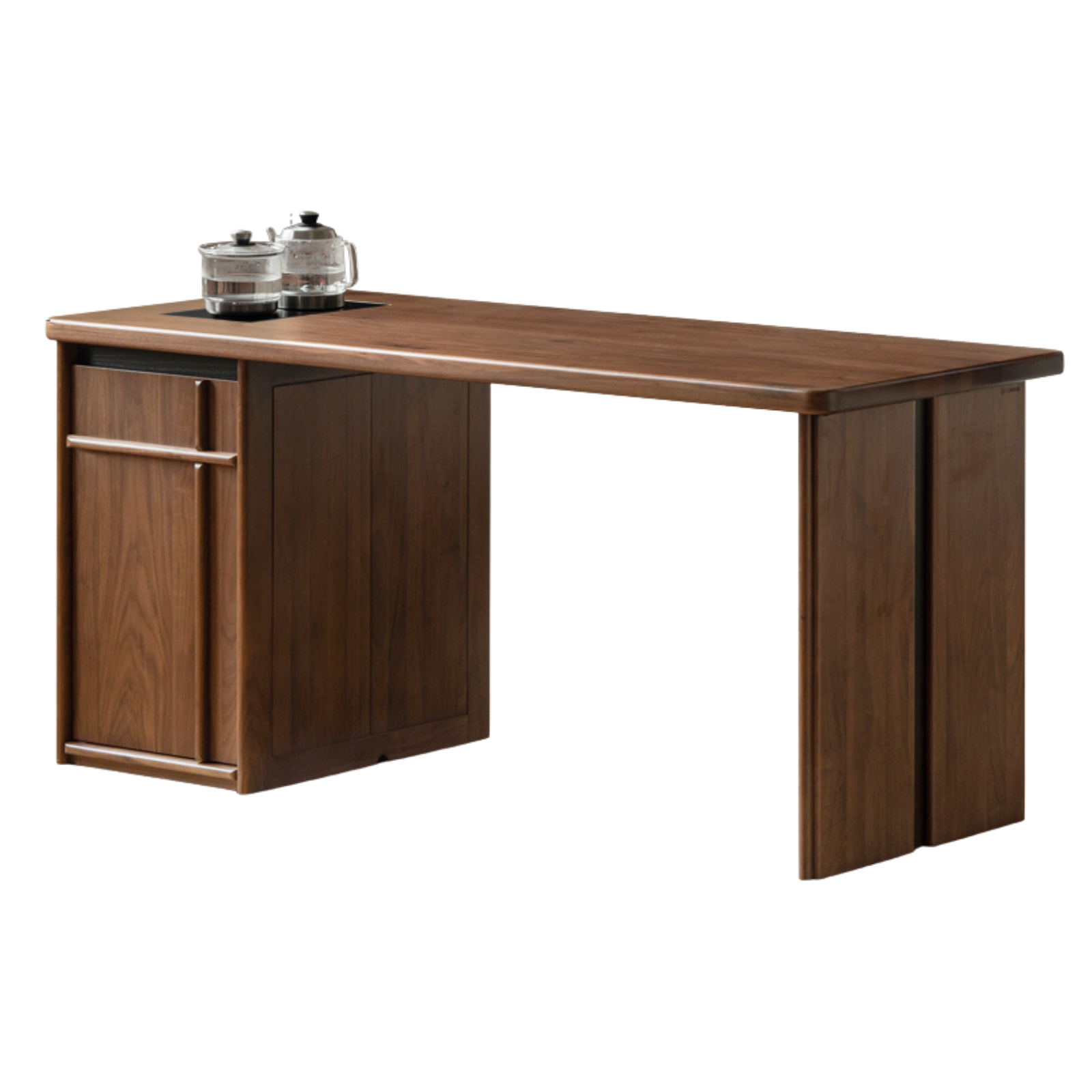 Black Walnut Solid Wood Rectangular Tea Table with Tea Tray